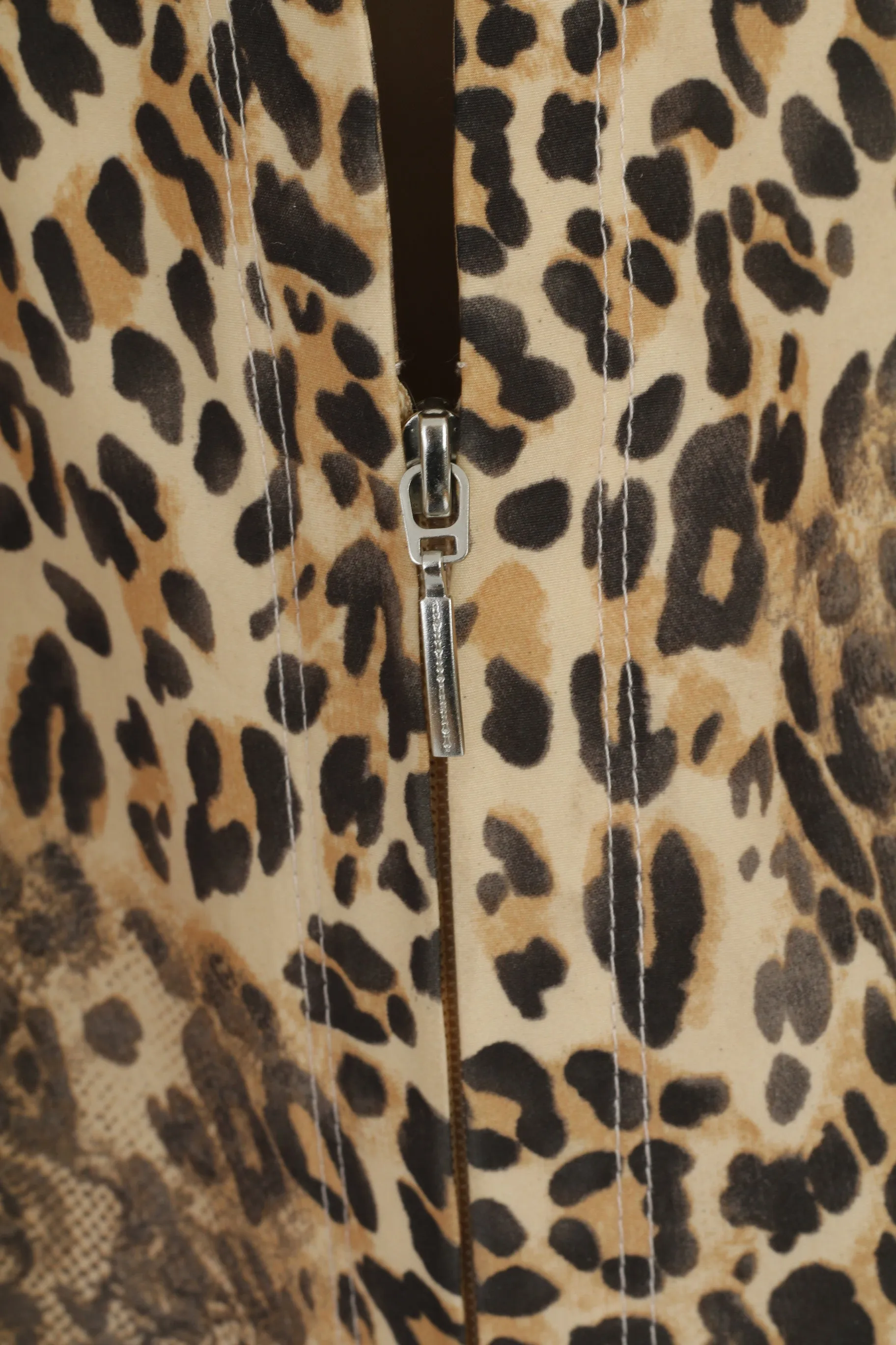 Marco Pecci Women 48 XXL Jacket Beige Animal Print Panther Zip Up Blazer