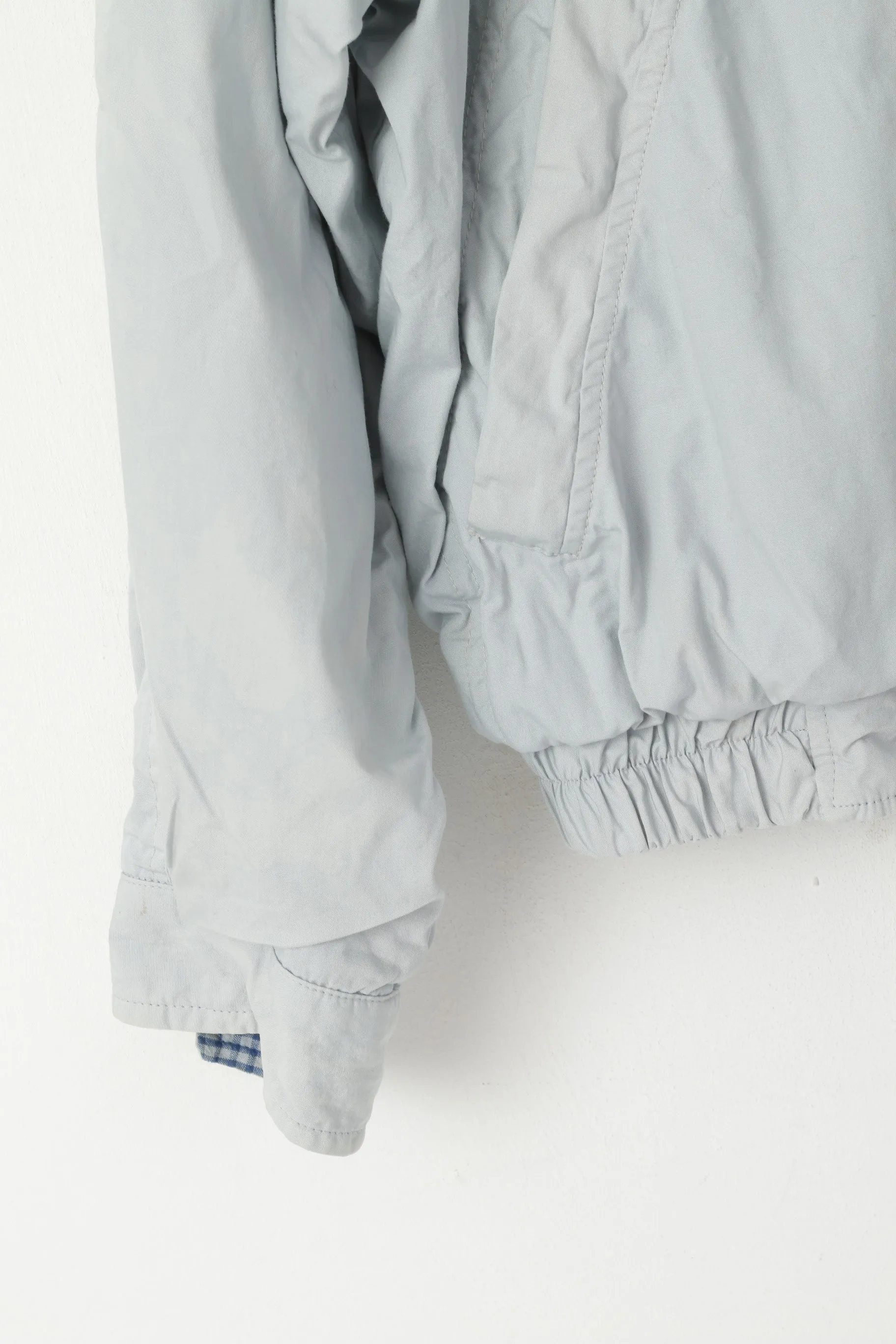 Marlboro Classics Men 54 L Jacket Grey Blue Two-Sided Cotton Hidden Hood Bomber Top
