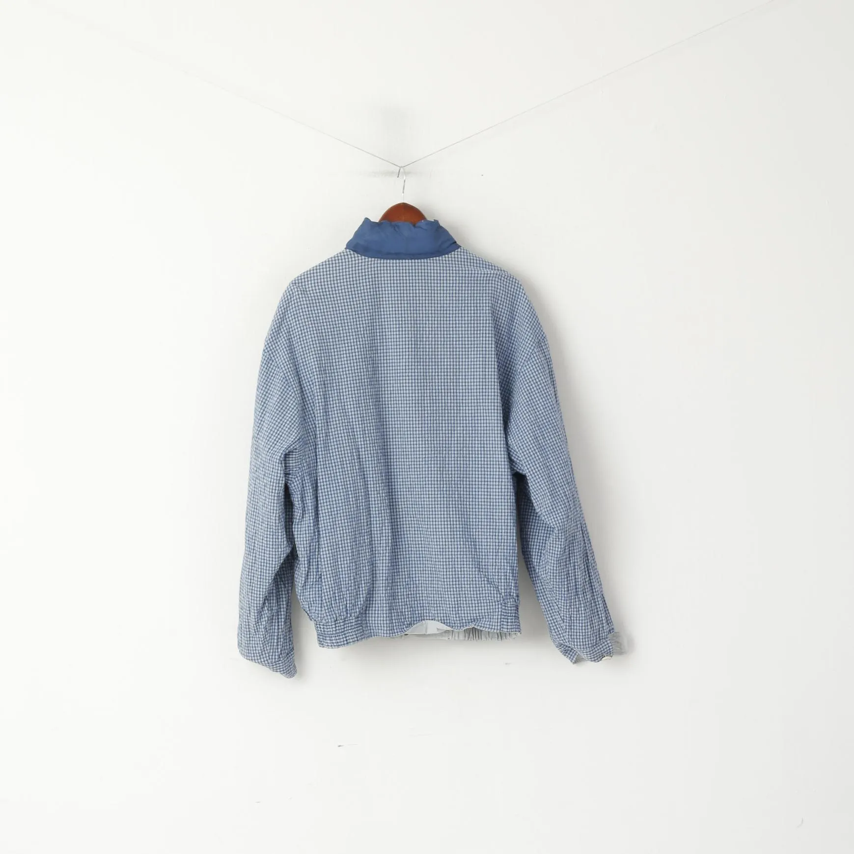 Marlboro Classics Men 54 L Jacket Grey Blue Two-Sided Cotton Hidden Hood Bomber Top