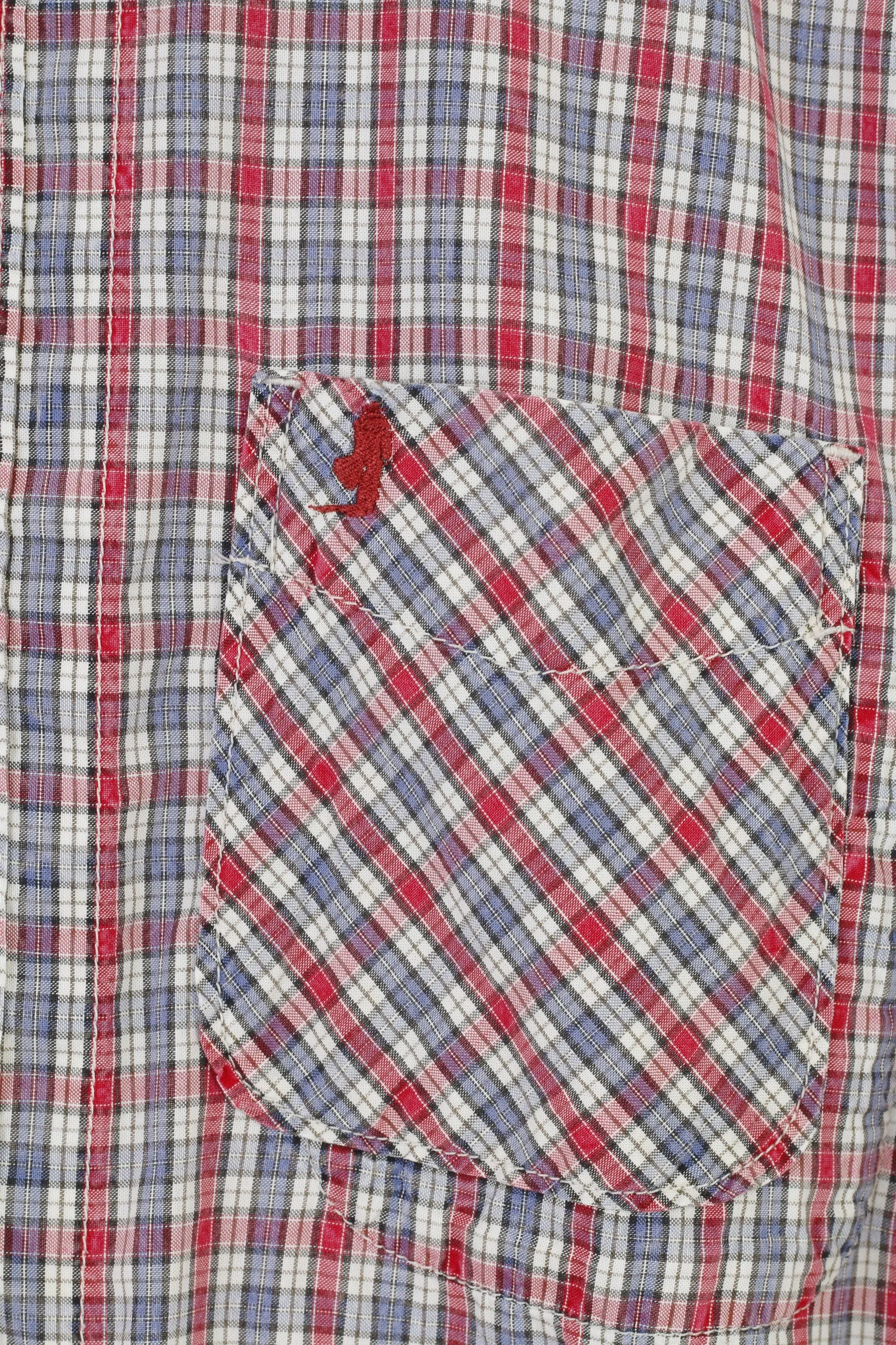 Marlboro Classics Men XL Casual Shirt Burgundy Cotton Checkered Slim Fit Cotton Vintage Top