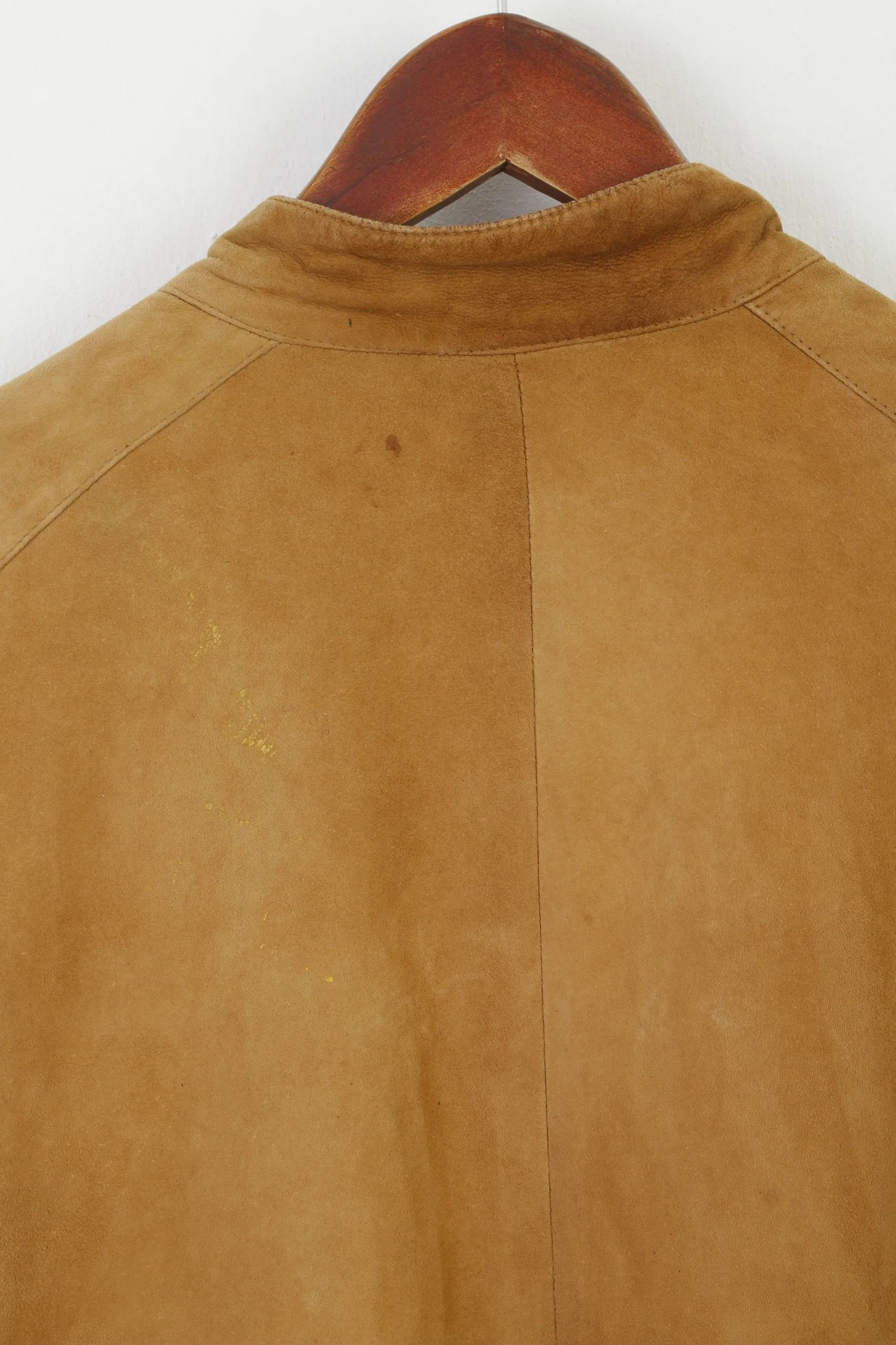 Massimo Datti Roma Men 50 S Jacket Camel Leather Vintage 90s Full Zipper Top