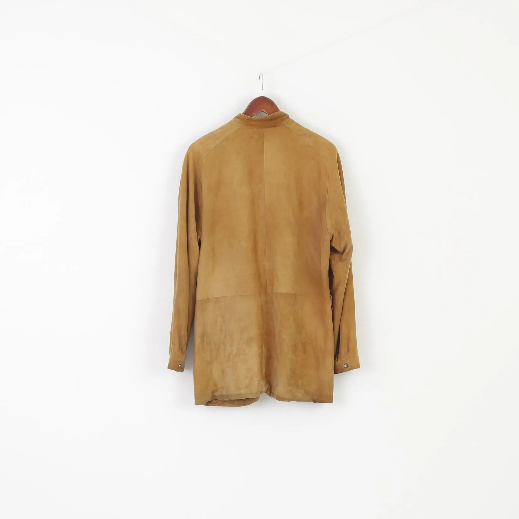 Massimo Datti Roma Men 50 S Jacket Camel Leather Vintage 90s Full Zipper Top