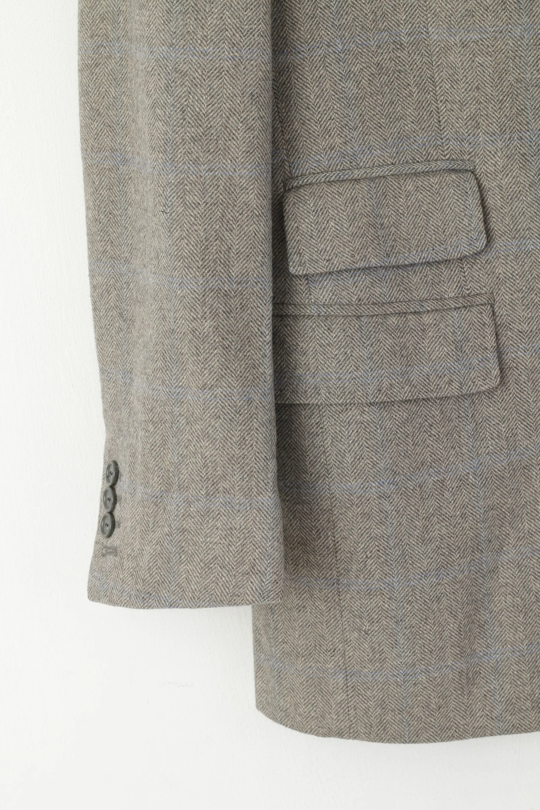 Maurizio Santini Men 48 38 Blazer Gray Wool Herringbone Made in Italy Jacket