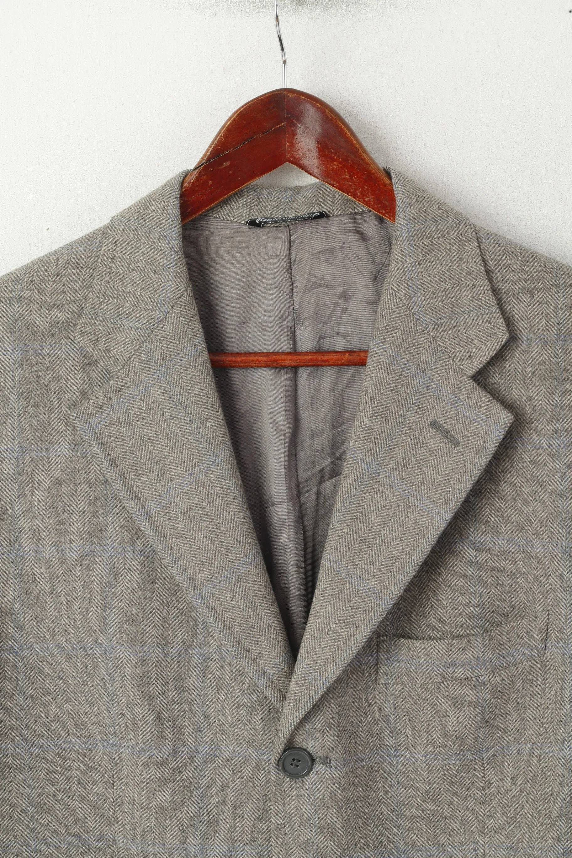 Maurizio Santini Men 48 38 Blazer Gray Wool Herringbone Made in Italy Jacket