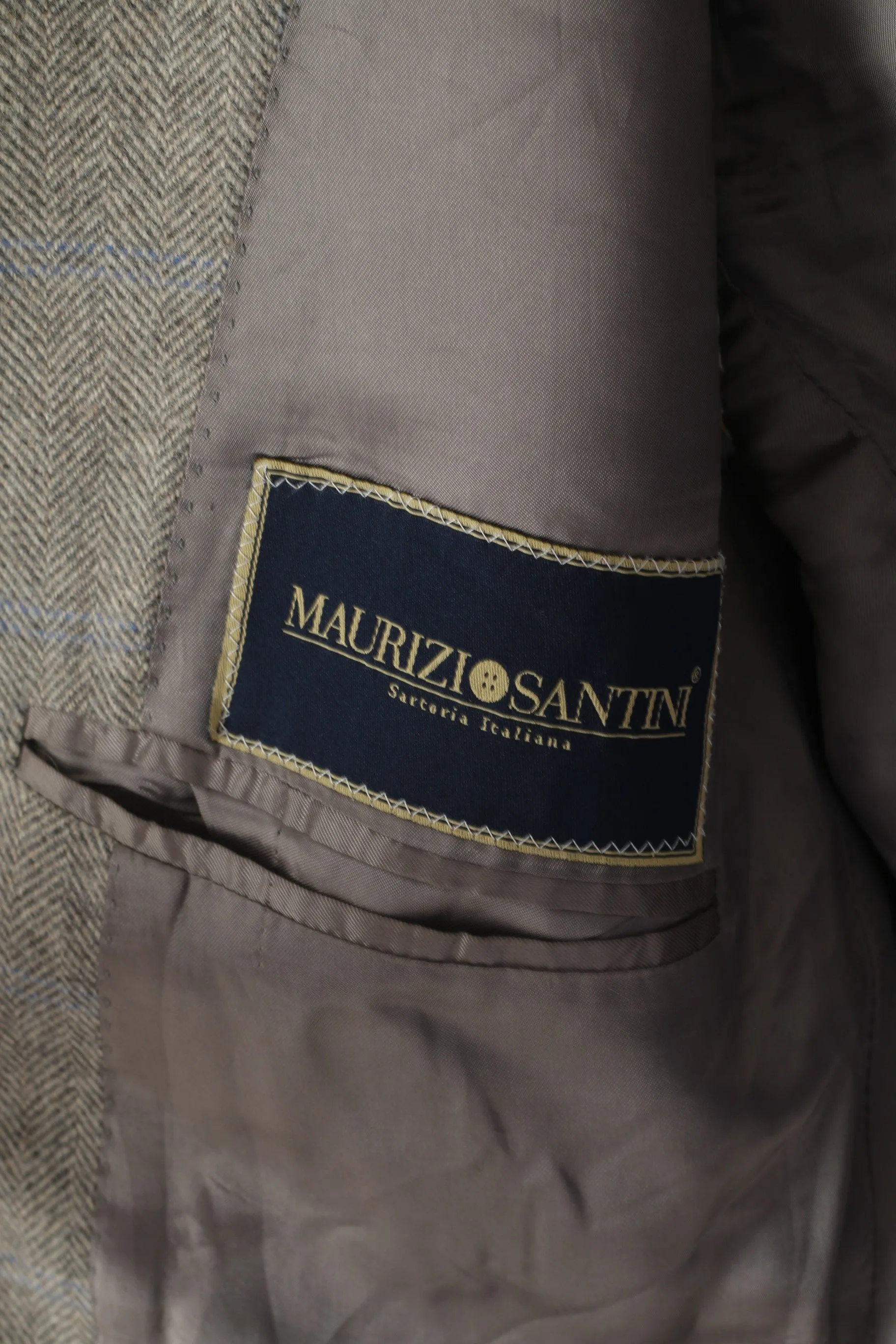 Maurizio Santini Men 48 38 Blazer Gray Wool Herringbone Made in Italy Jacket