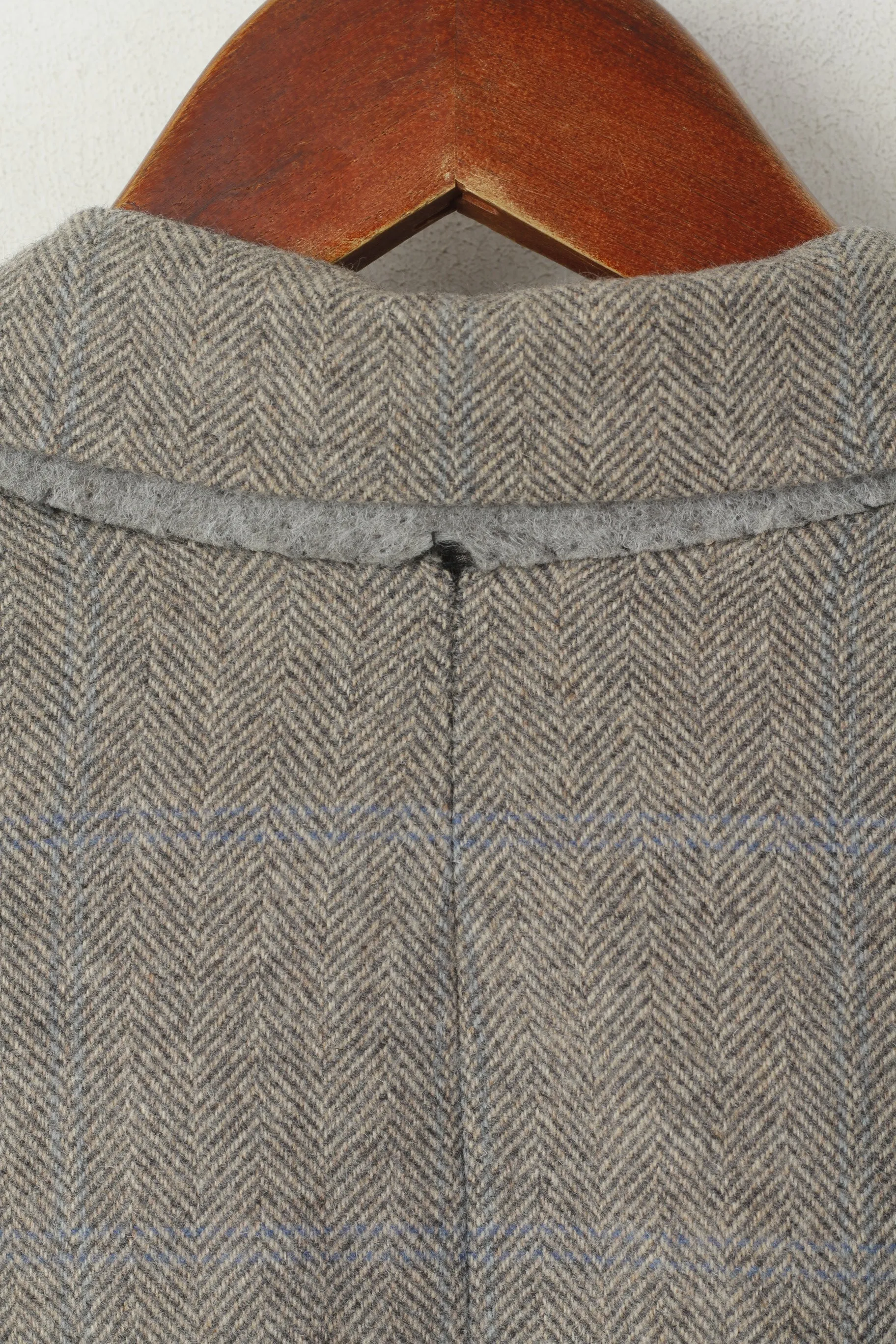 Maurizio Santini Men 48 38 Blazer Gray Wool Herringbone Made in Italy Jacket