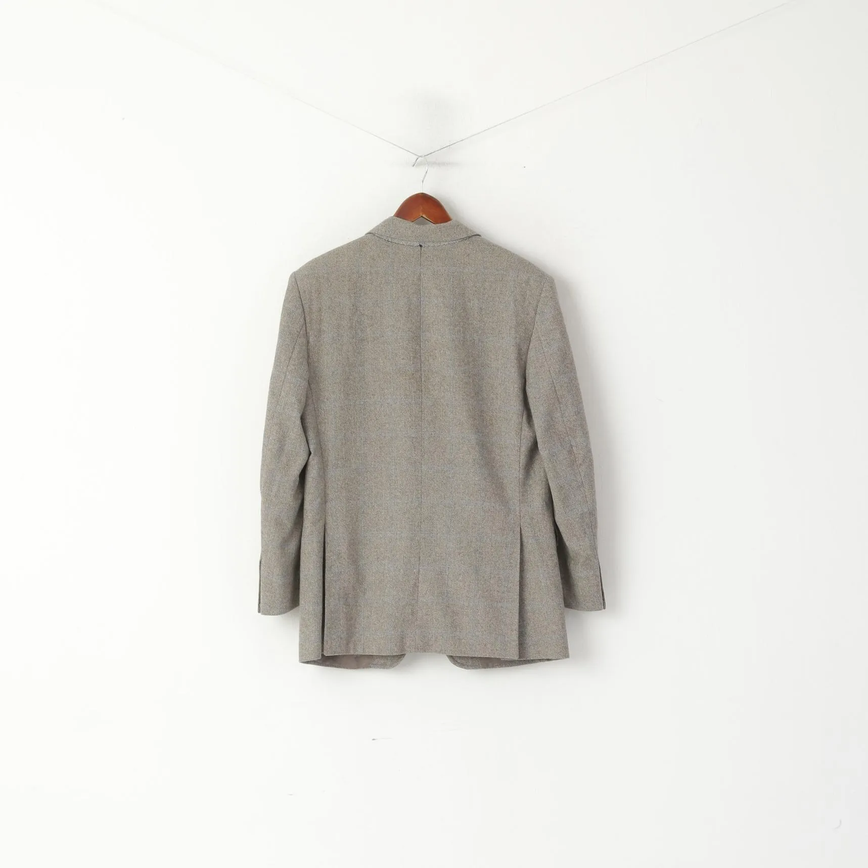 Maurizio Santini Men 48 38 Blazer Gray Wool Herringbone Made in Italy Jacket