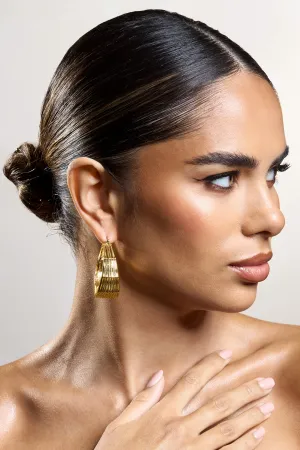 Meg | Gold Ribbed Hoop Earrings Club L London