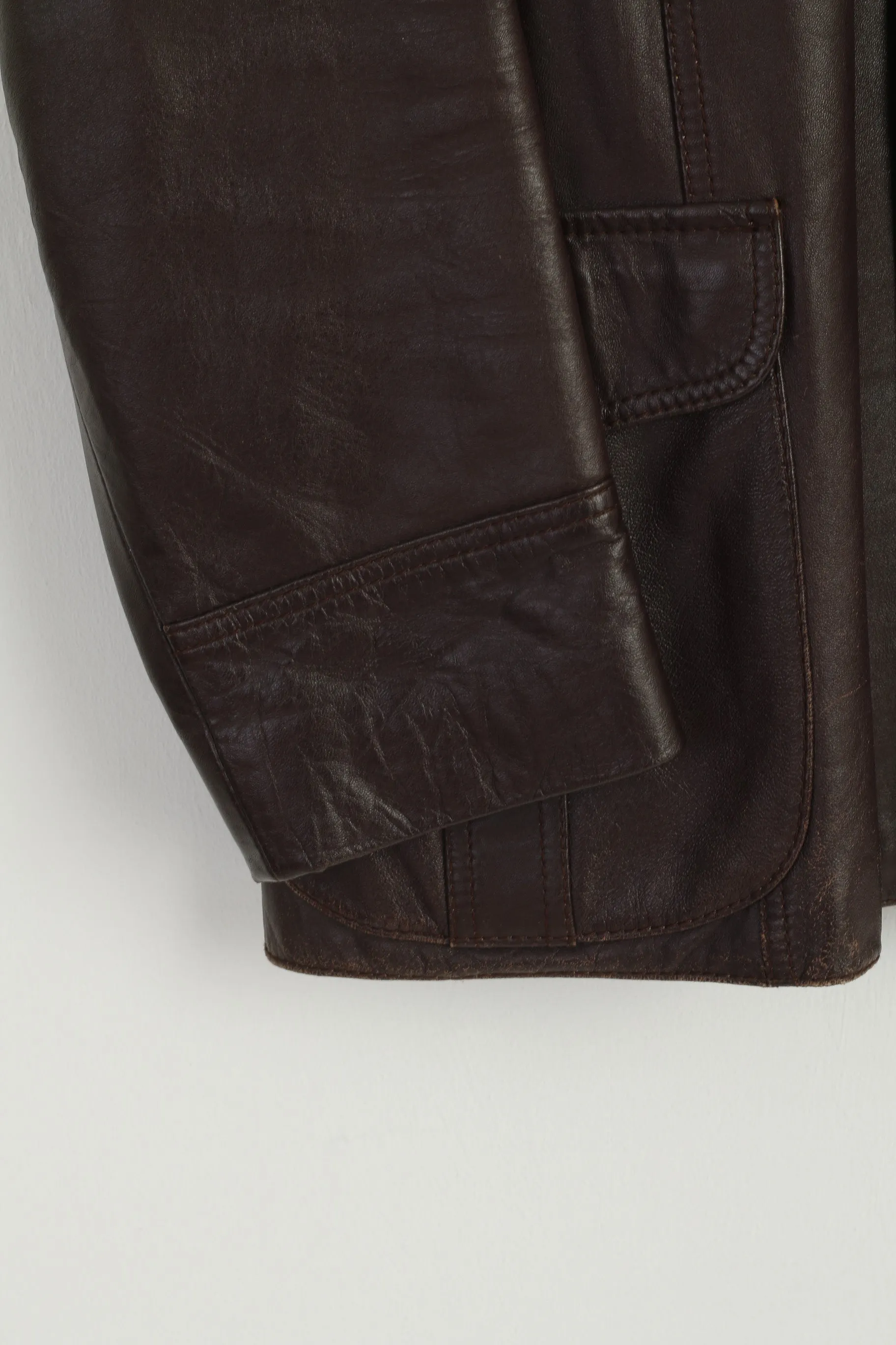 Meister Klasse Brisant Men 27 M Jacket Brown Leather Vintage Pockets Classic Top