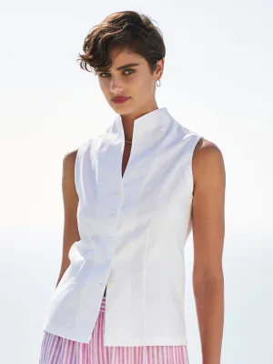 Meris Cotton Piqu Sleeveless Shirt