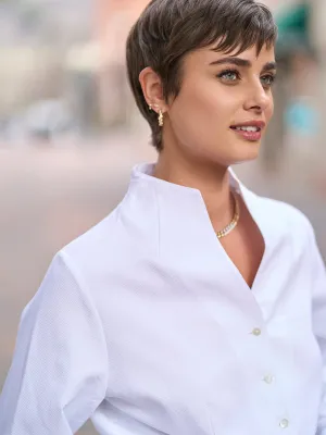 Meris Cotton Piqu V Neck Shirt