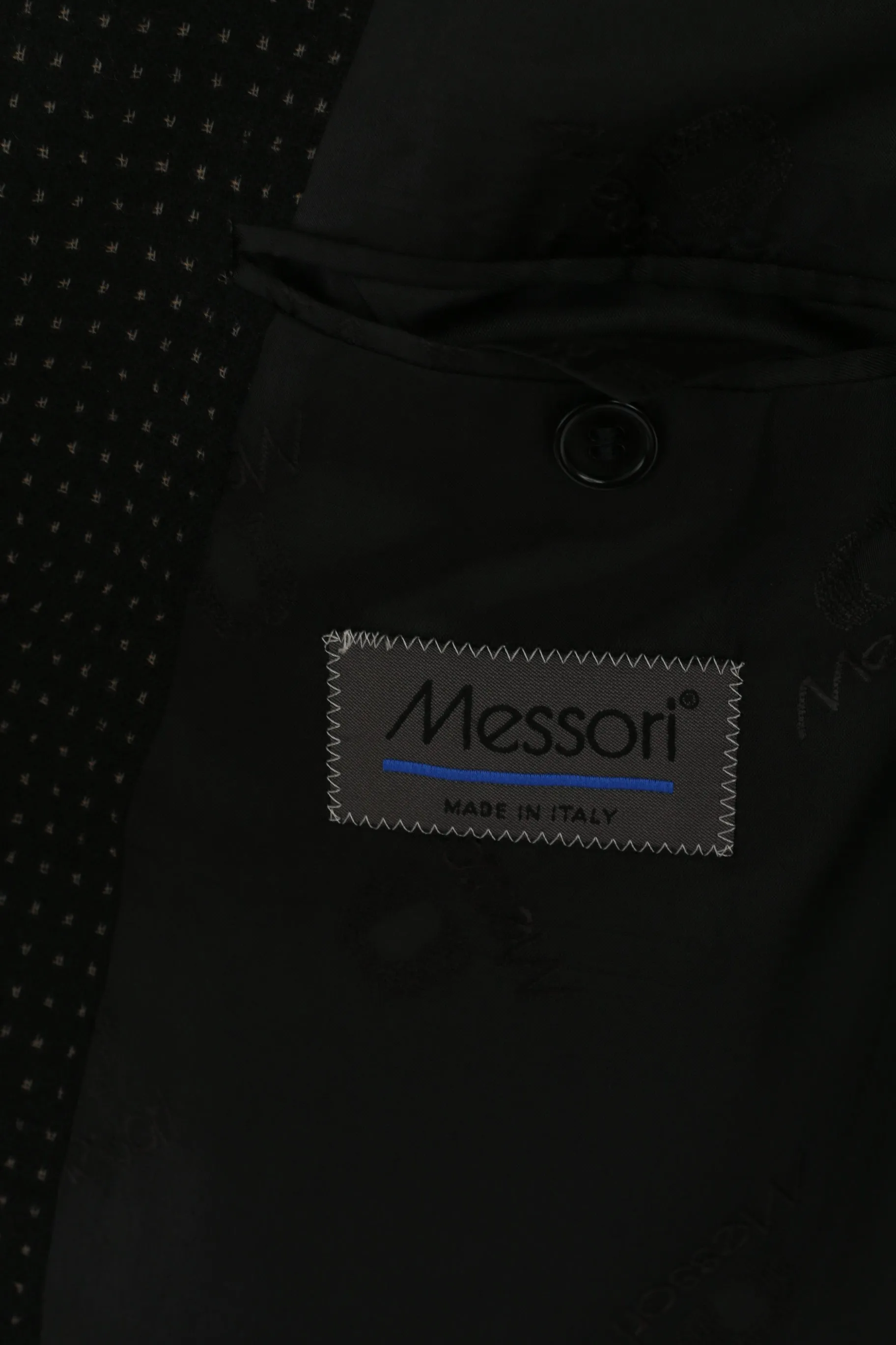 Messori Men 54 Blazer Black Wool Nylon Made In Italy Single Breasted Designer Jacket