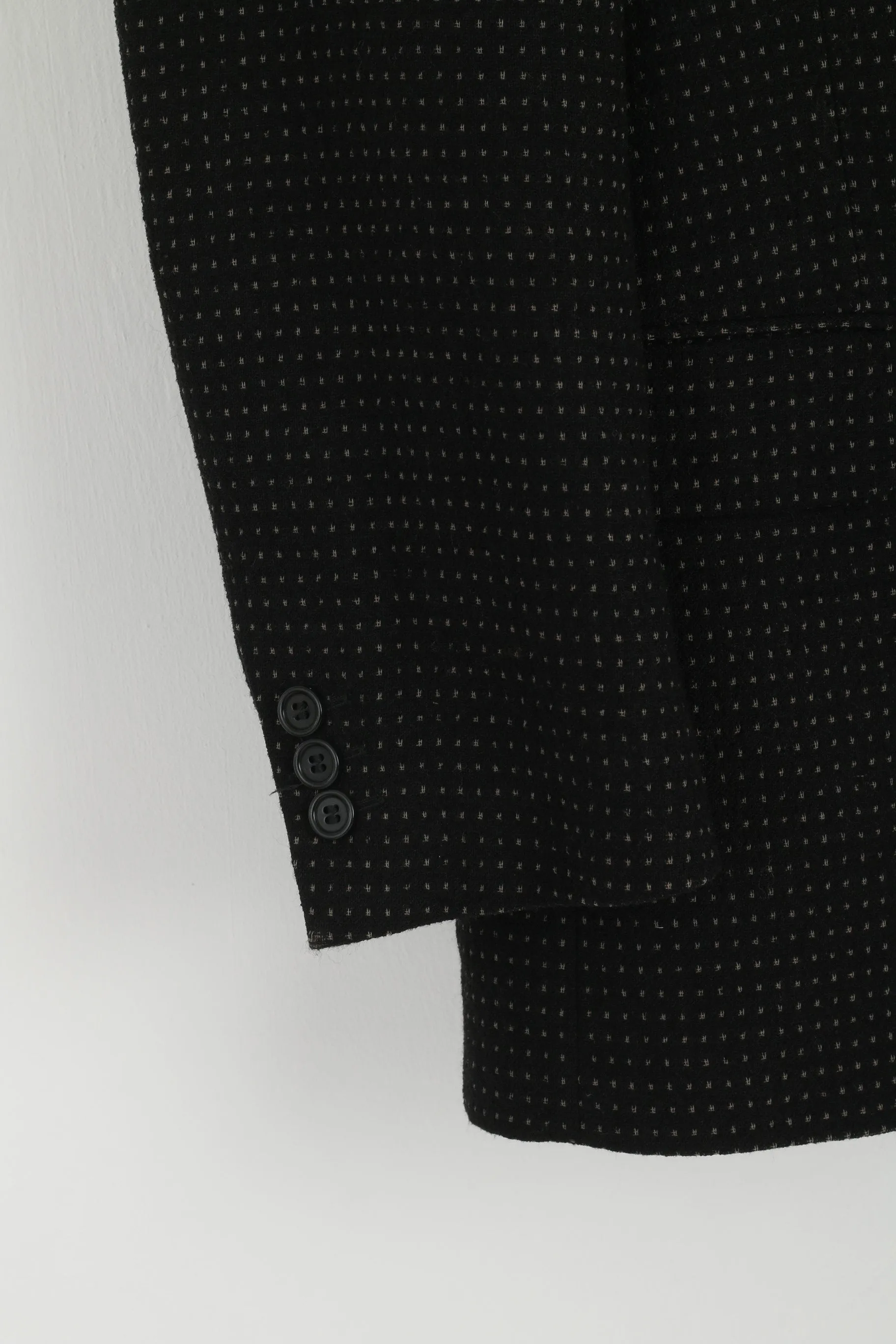 Messori Men 54 Blazer Black Wool Nylon Made In Italy Single Breasted Designer Jacket