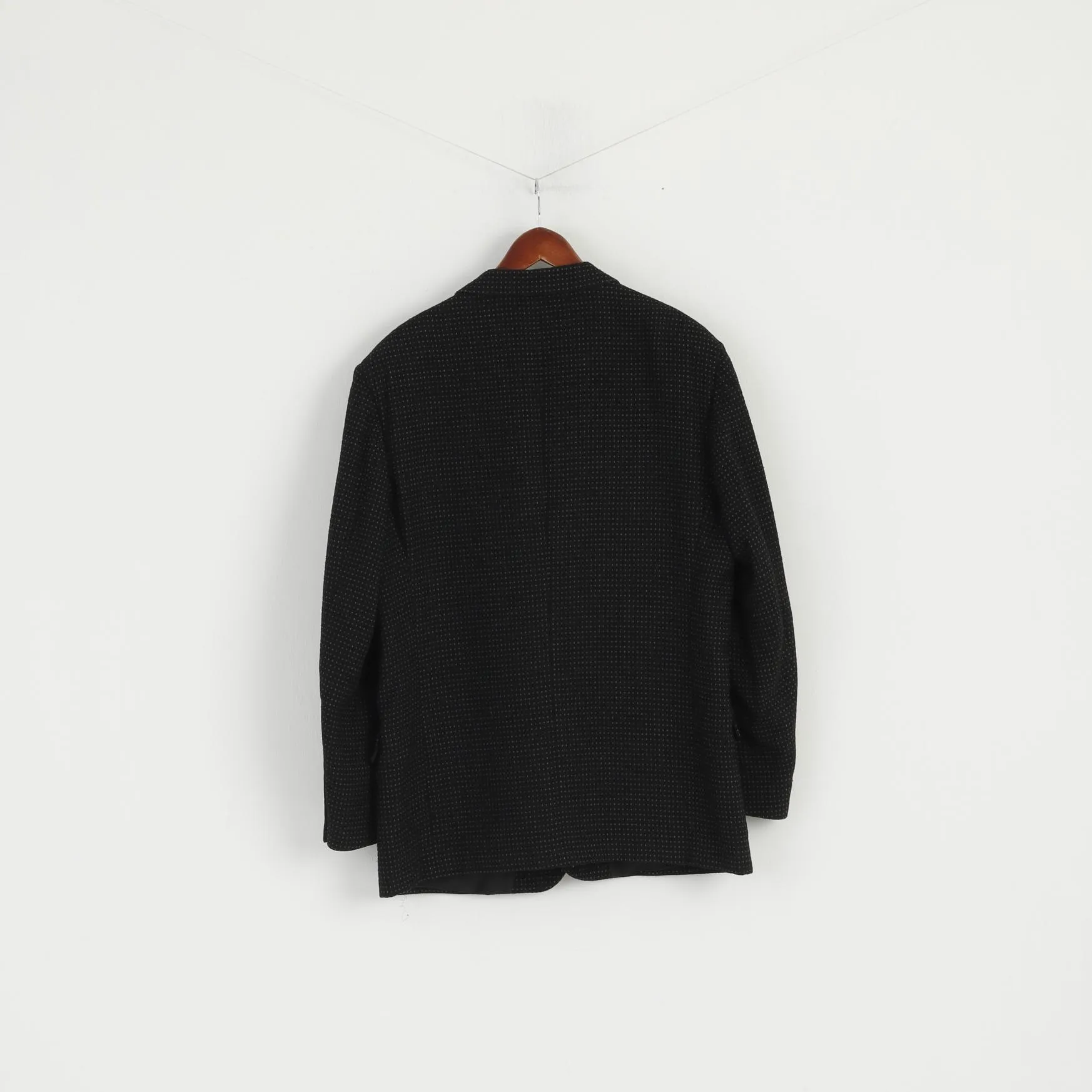 Messori Men 54 Blazer Black Wool Nylon Made In Italy Single Breasted Designer Jacket