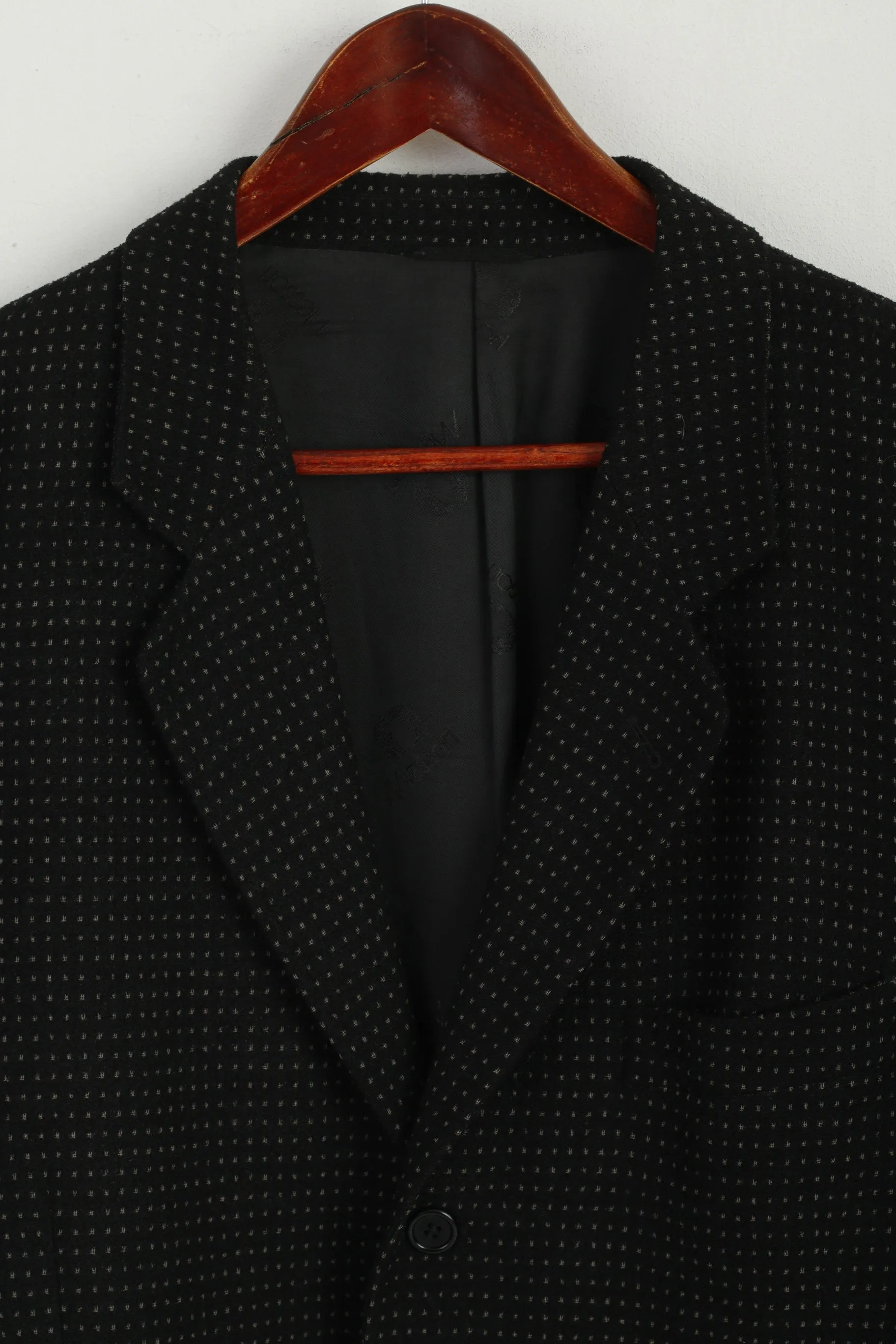 Messori Men 54 Blazer Black Wool Nylon Made In Italy Single Breasted Designer Jacket