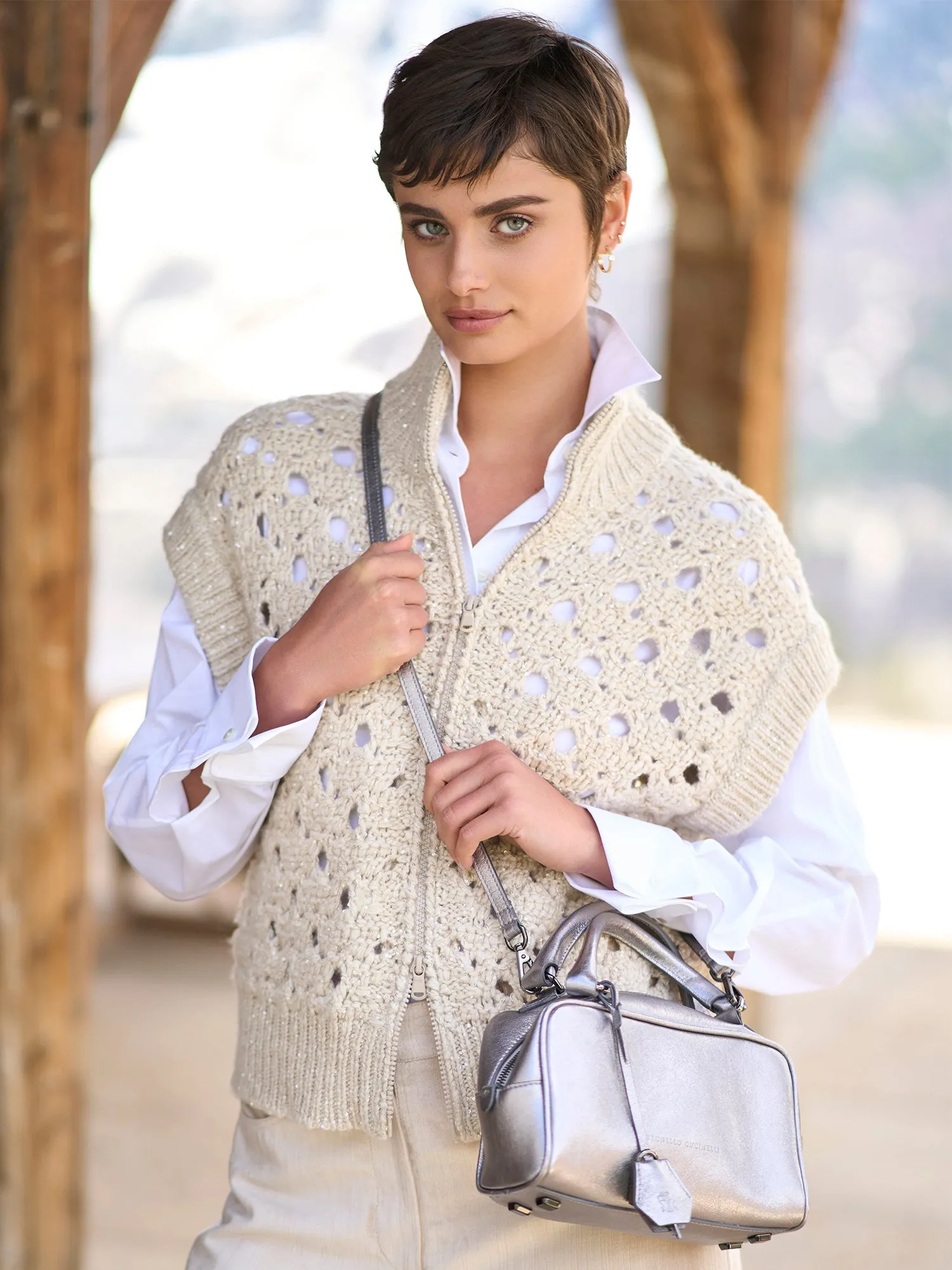 Metallic Leather Shoulder Bag