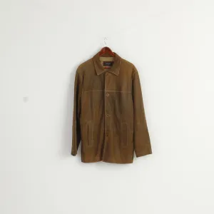 Milestone Men 50 M Jacket Brown Goat Leather Detailed Buttons Classic Top