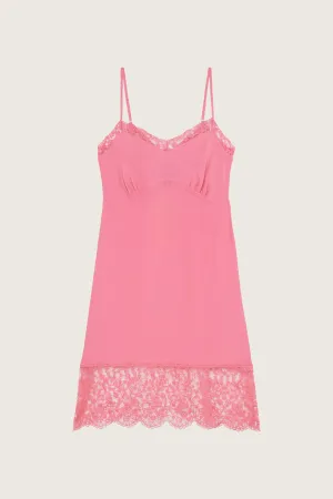 Mini Deep Lace Trim Slip Dress