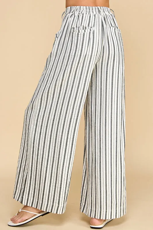MIXED STRIPE WIDE LEG PANT
