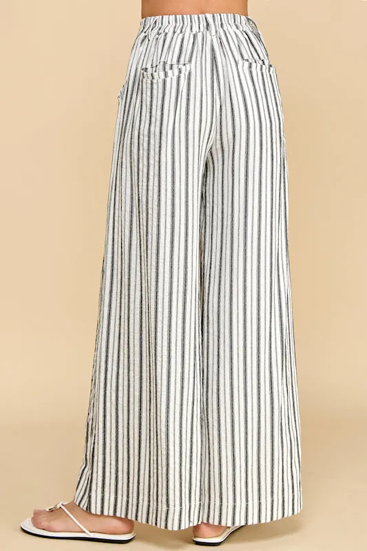 MIXED STRIPE WIDE LEG PANT