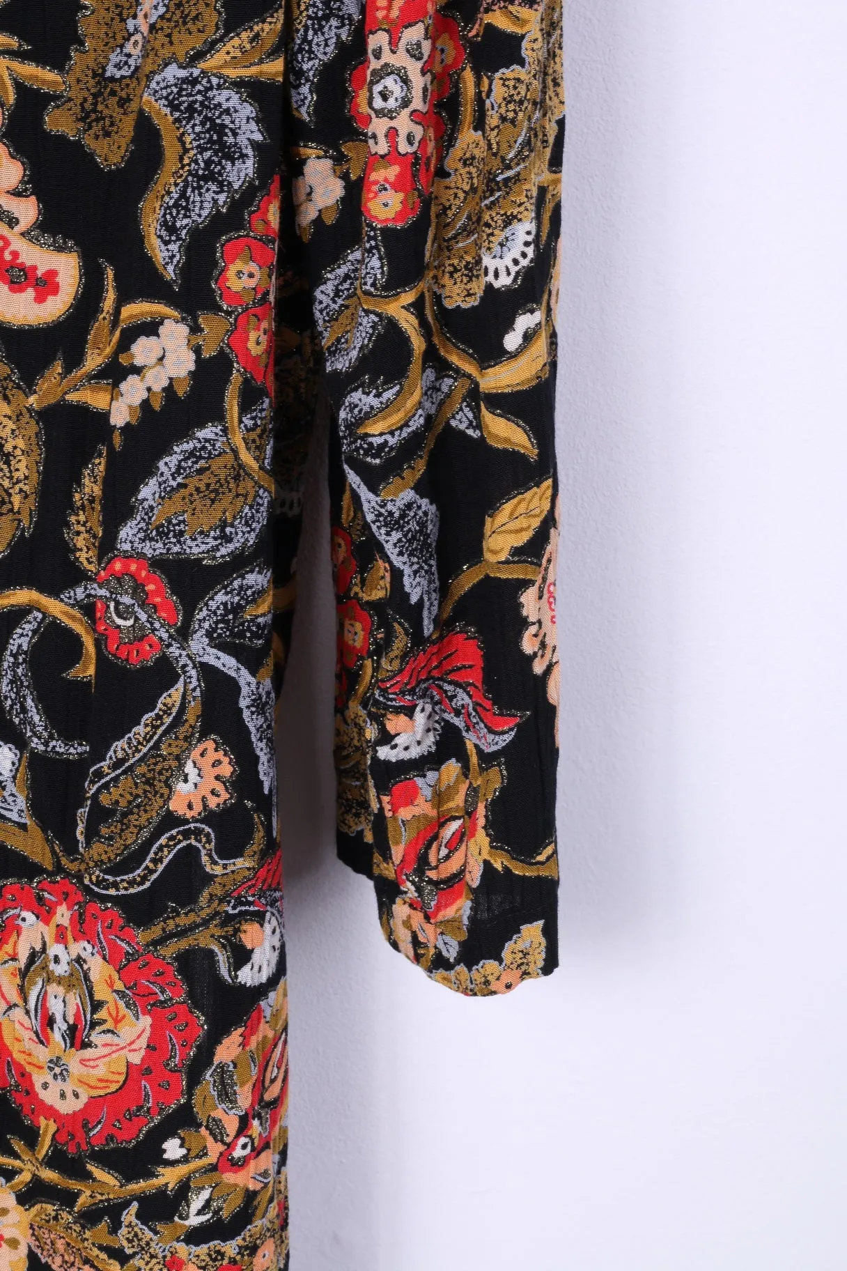 Modiamo Women 48/50 XXL Blazer Black Viscose Shoulder Pads Floral Top