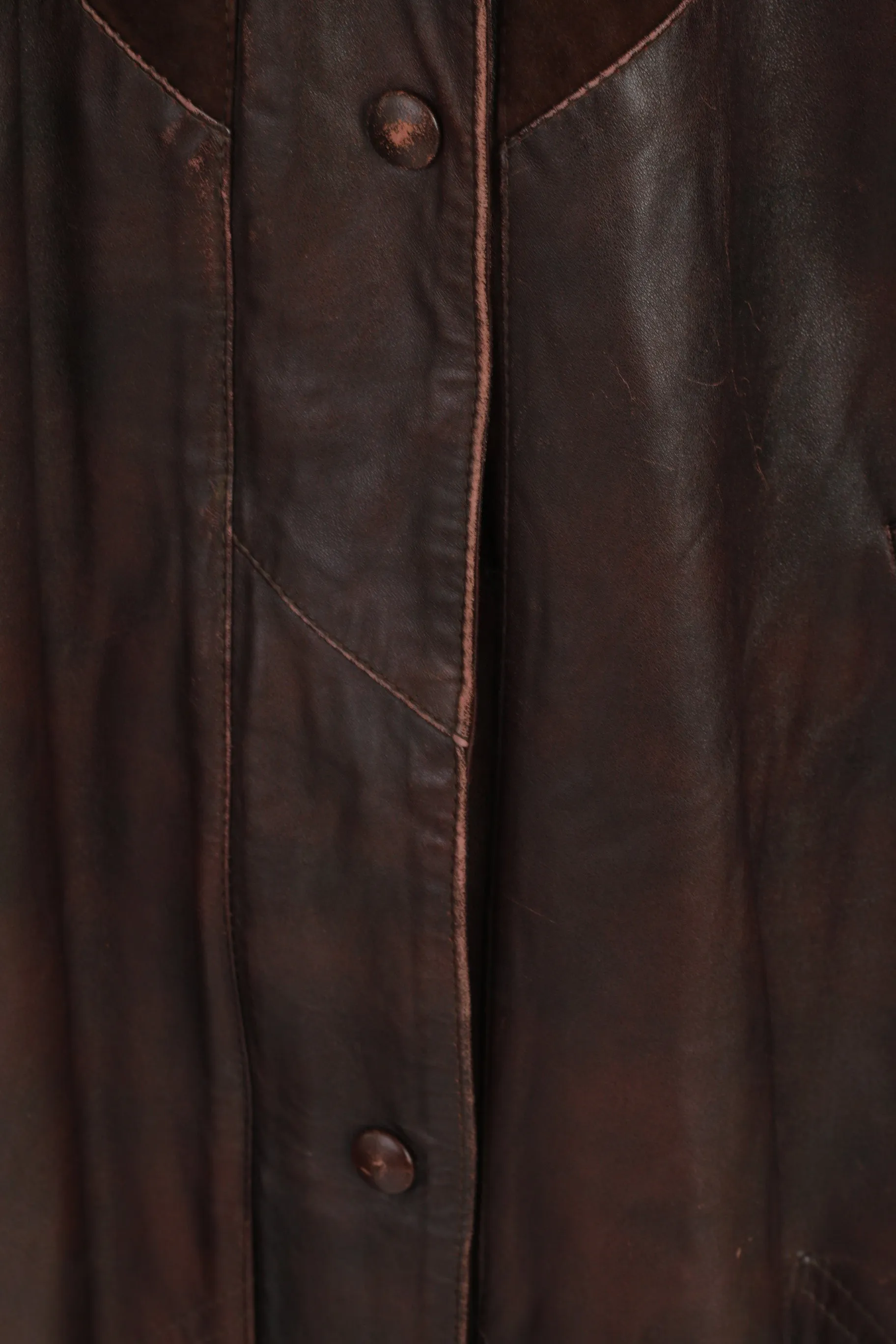 Mokka Nappa Finland Women 36 S Jacket Brown Leather Raglan Sleeve Full Zipper Long Top