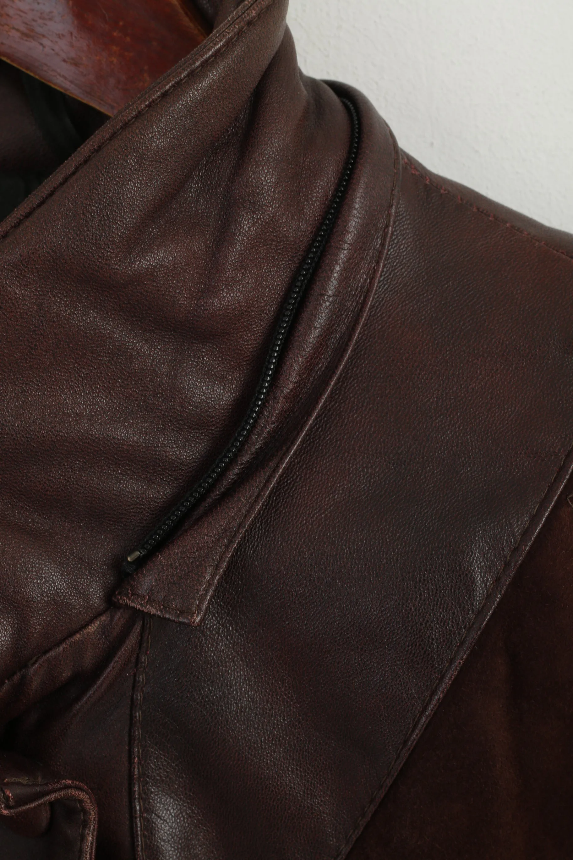 Mokka Nappa Finland Women 36 S Jacket Brown Leather Raglan Sleeve Full Zipper Long Top