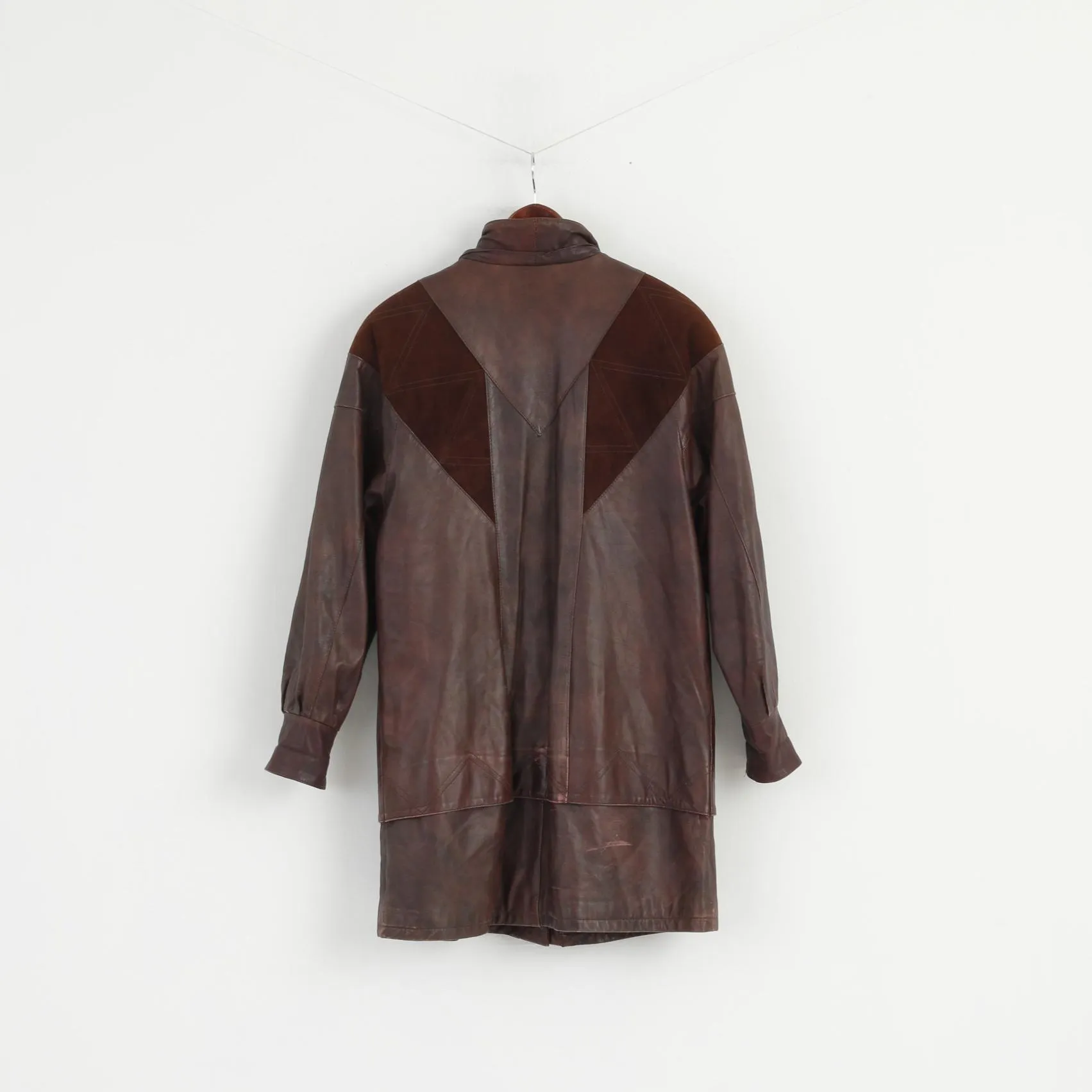 Mokka Nappa Finland Women 36 S Jacket Brown Leather Raglan Sleeve Full Zipper Long Top
