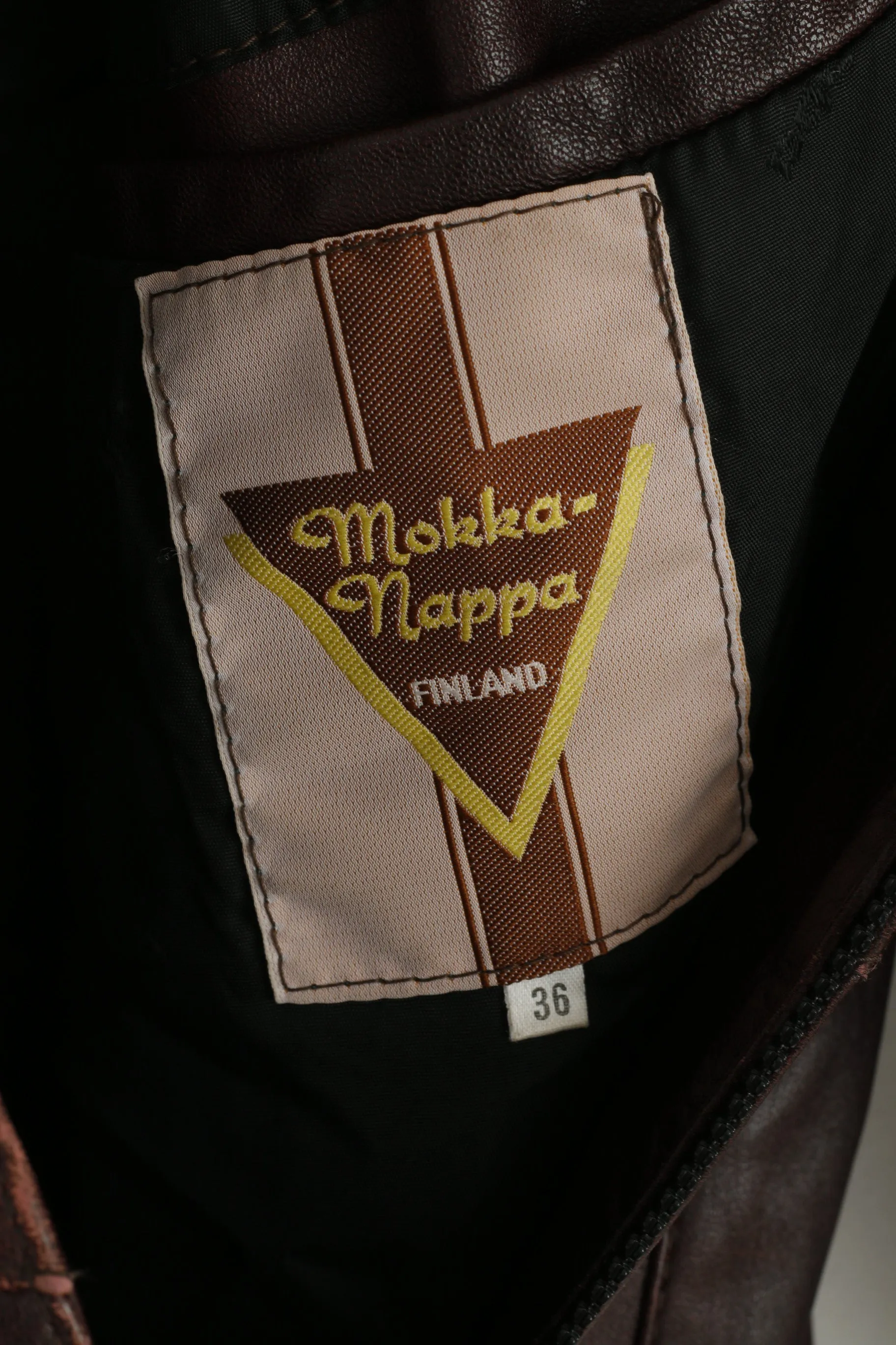 Mokka Nappa Finland Women 36 S Jacket Brown Leather Raglan Sleeve Full Zipper Long Top