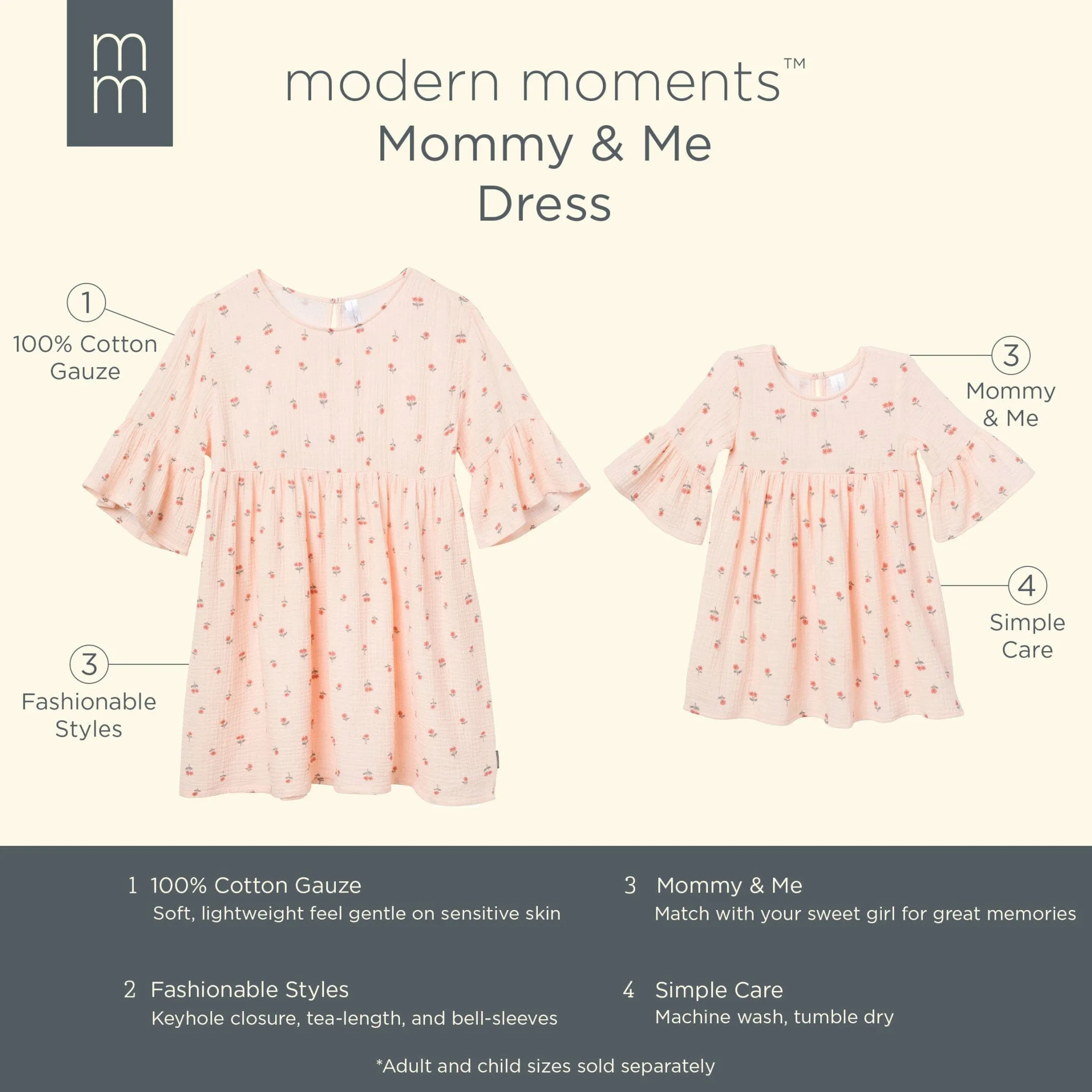 Mommy & Me Light Pink Daisies Gauze Dresses Bundle Gerber Childrenswea