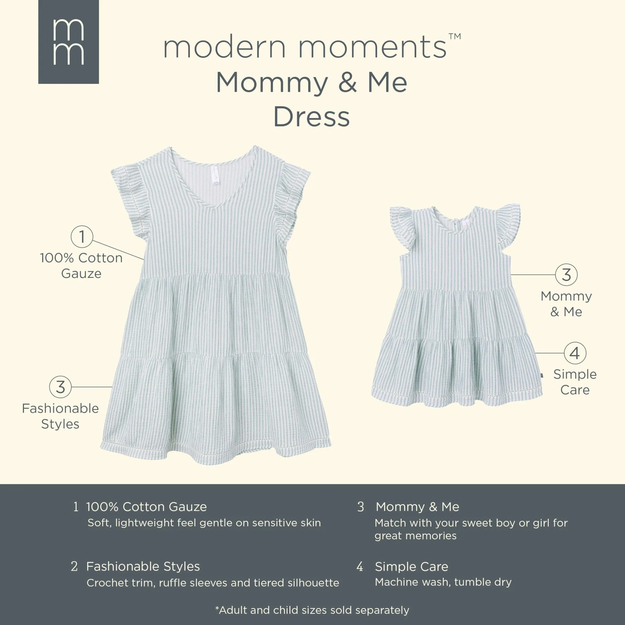 Mommy & Me Teal Stripe Gauze Dresses Bundle Gerber Childrenswea
