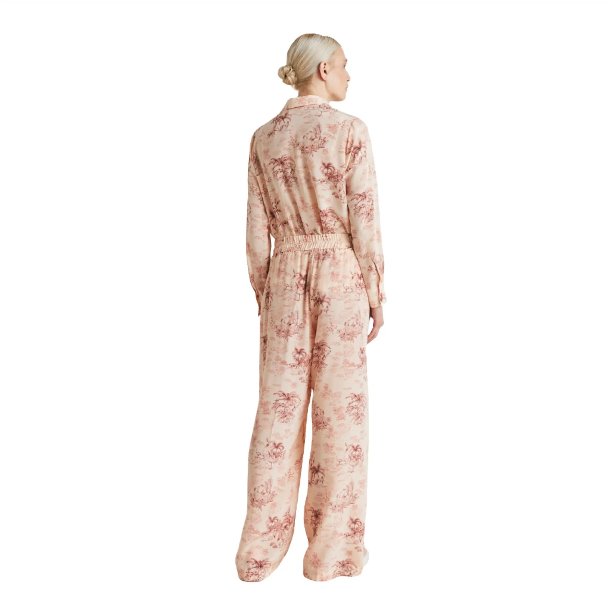 Momoni Baccarat Ladies Lime/Wine Pant In Crepe De Chine