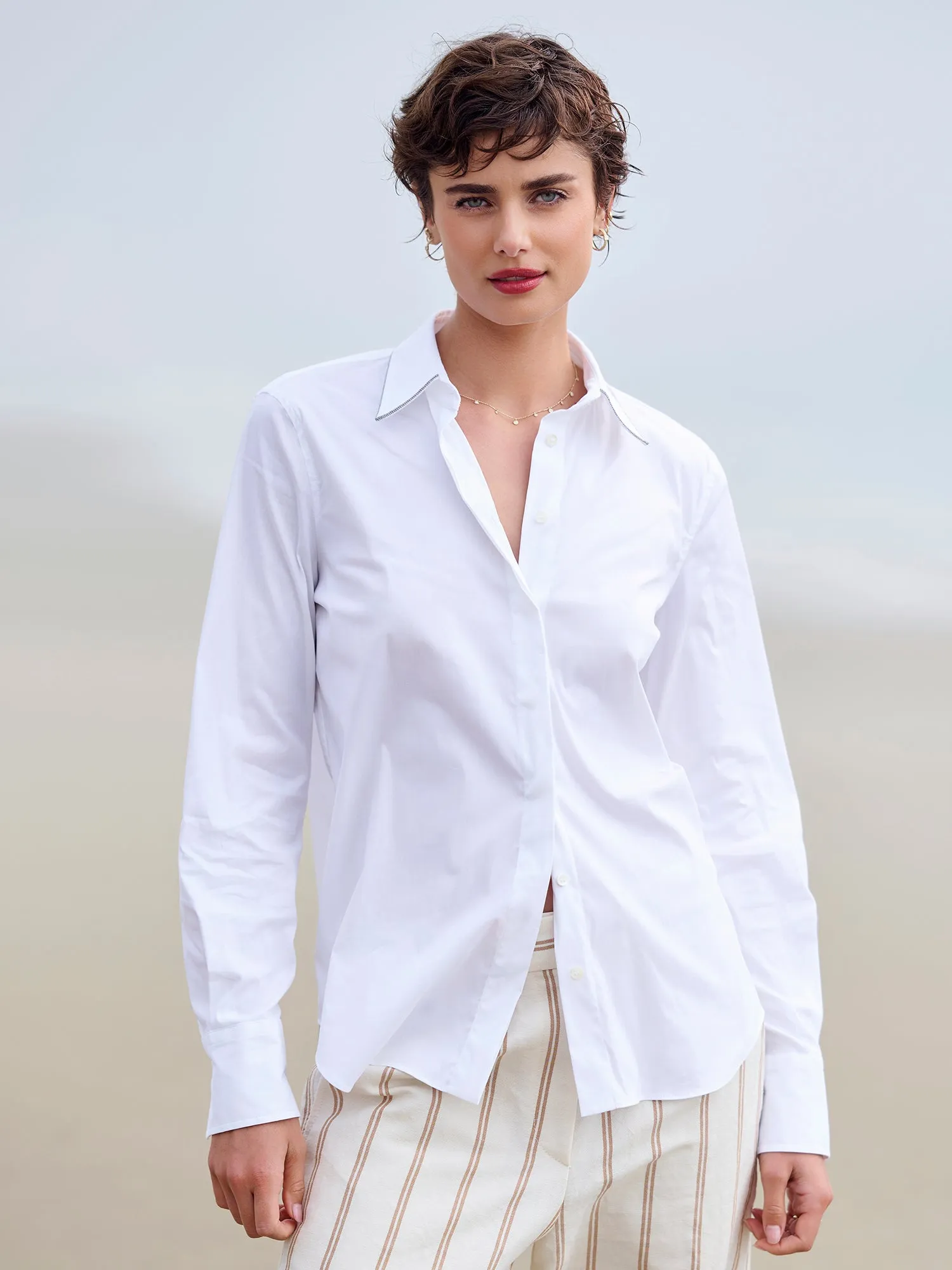 Monili Collar Cotton Shirt