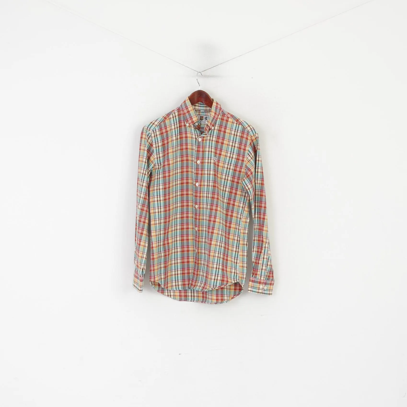 Montepicaza Men 2 S Casual Shirt Green Check Cotton Flanel Long Sleeve Top