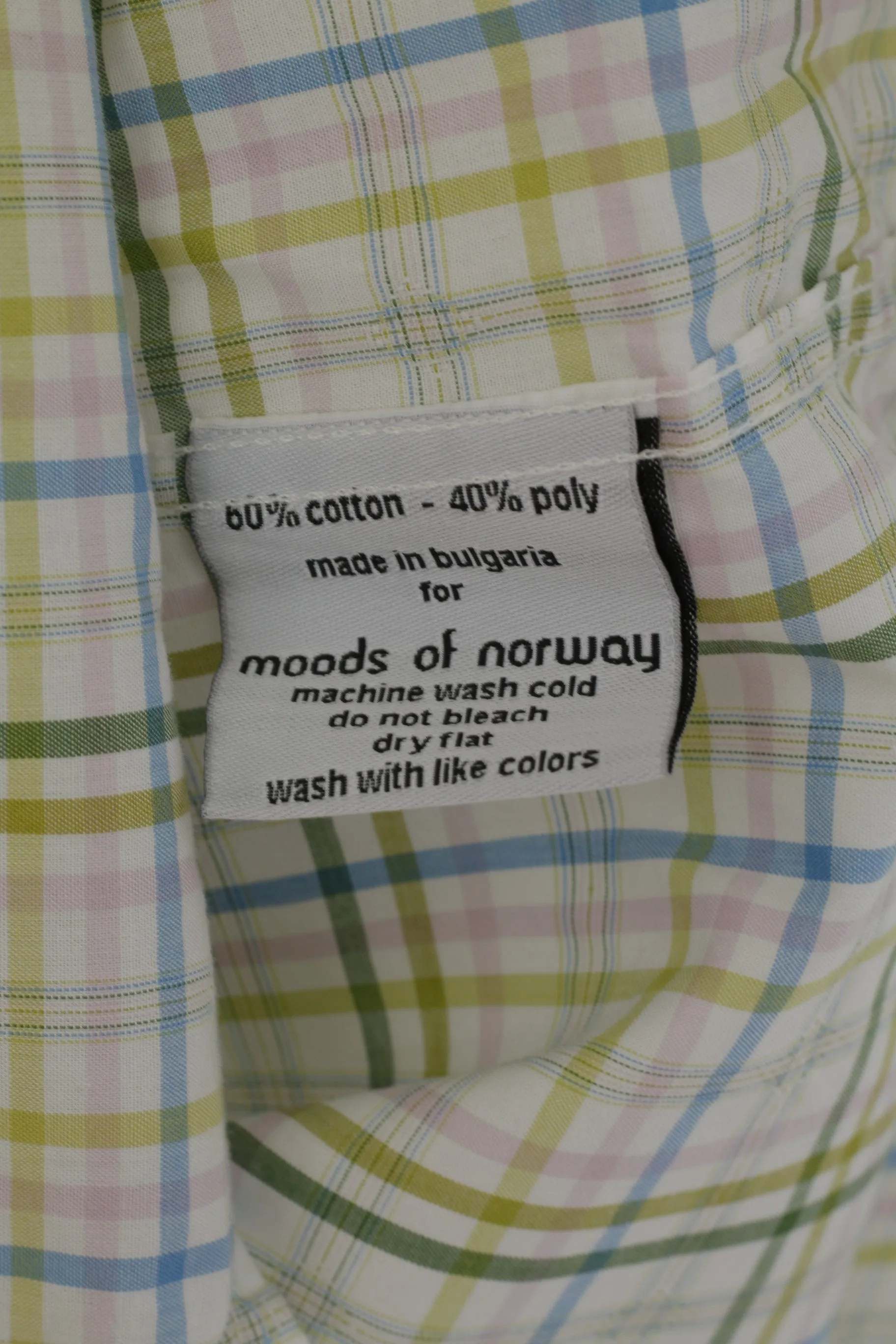 Moods Of Norway Men M Casual Shirt White Cotton Check Short Sleeve Pocket Top