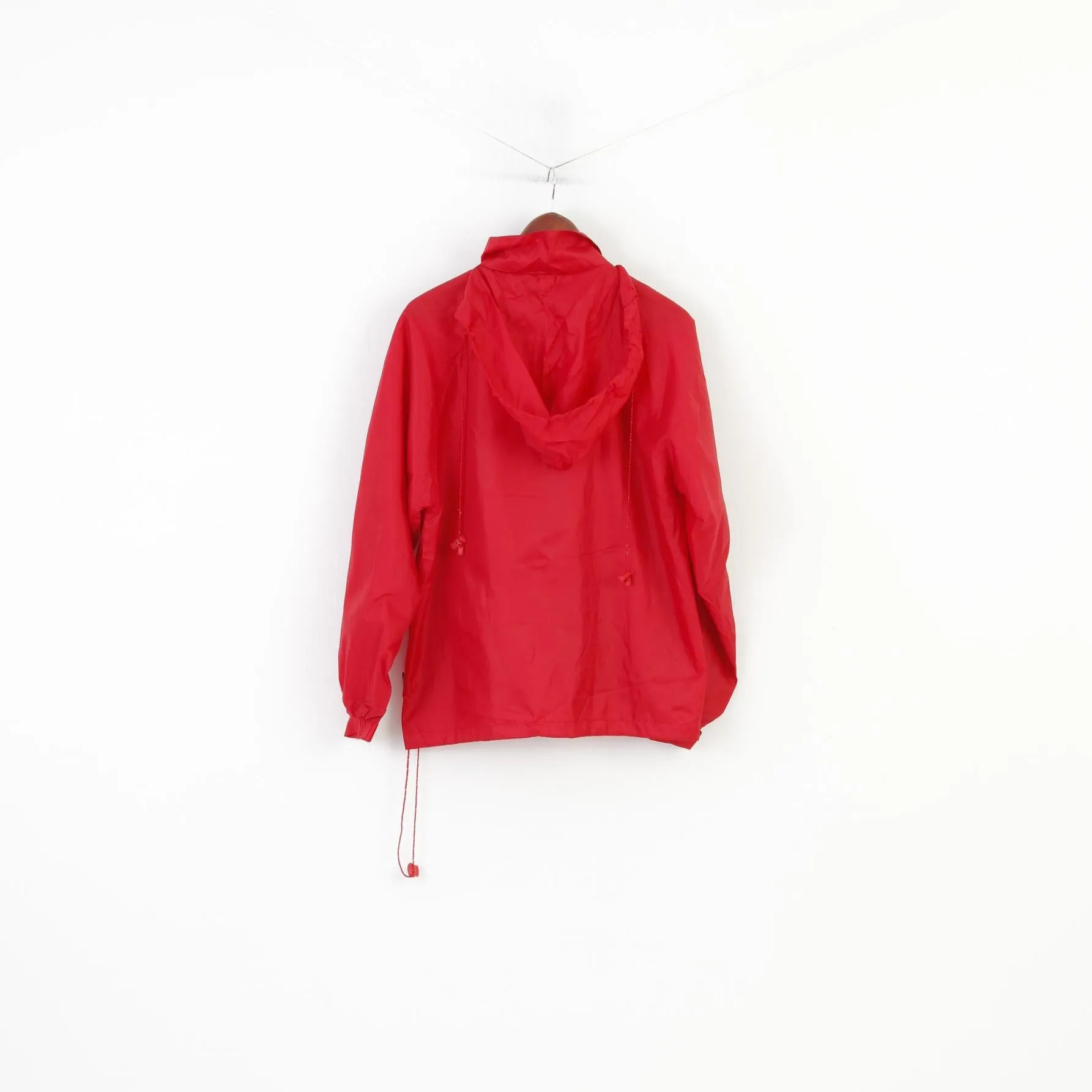 Mountain Pack Men XS Rain Jacket Red Full Zipper Hodded Nylon Lightweight Outdoors Vintage Top
