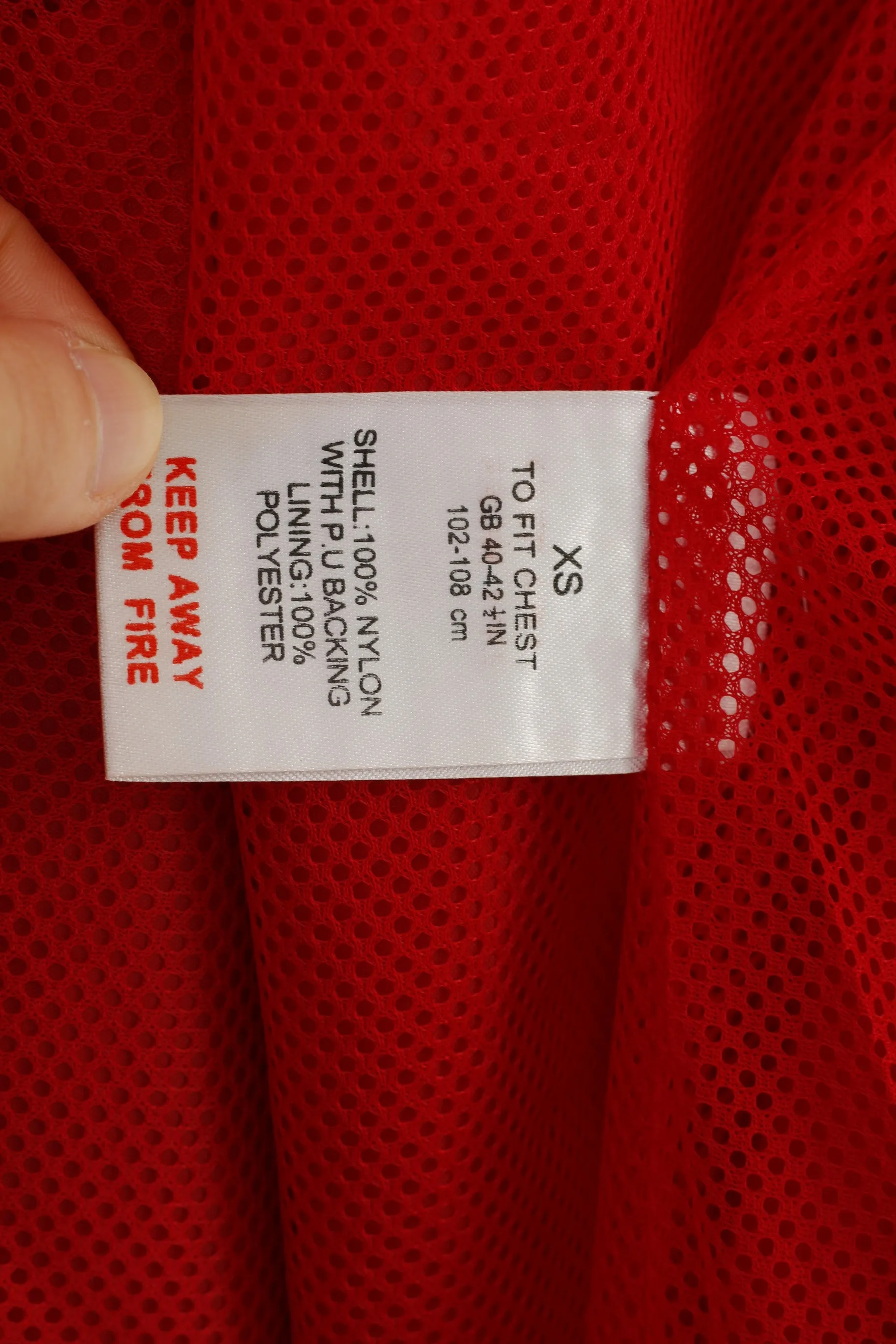 Mountain Pack Men XS Rain Jacket Red Full Zipper Hodded Nylon Lightweight Outdoors Vintage Top