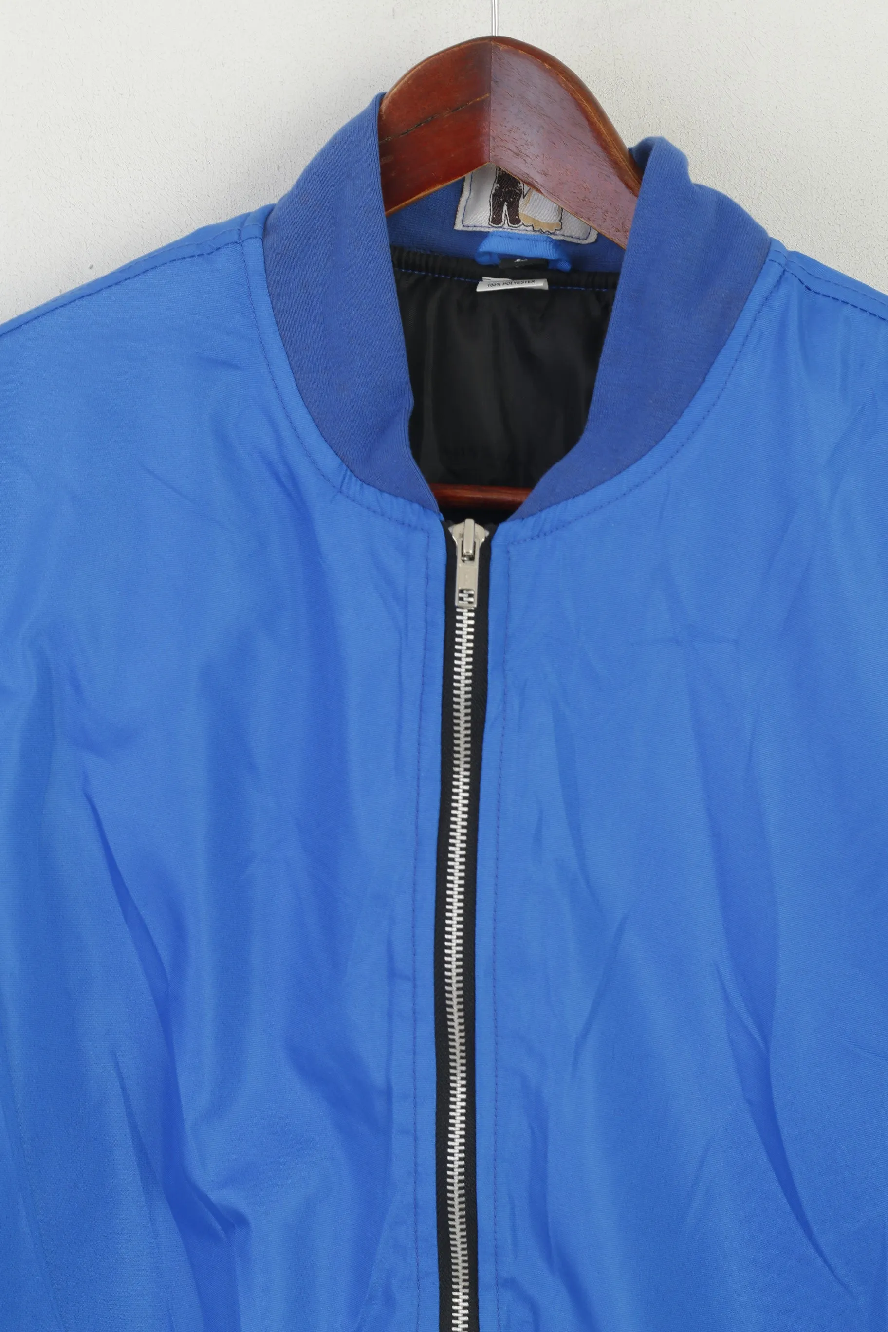 MS Trachten Men L Bomber Jacket Blue Padded Full Zip Vintage Thick Top