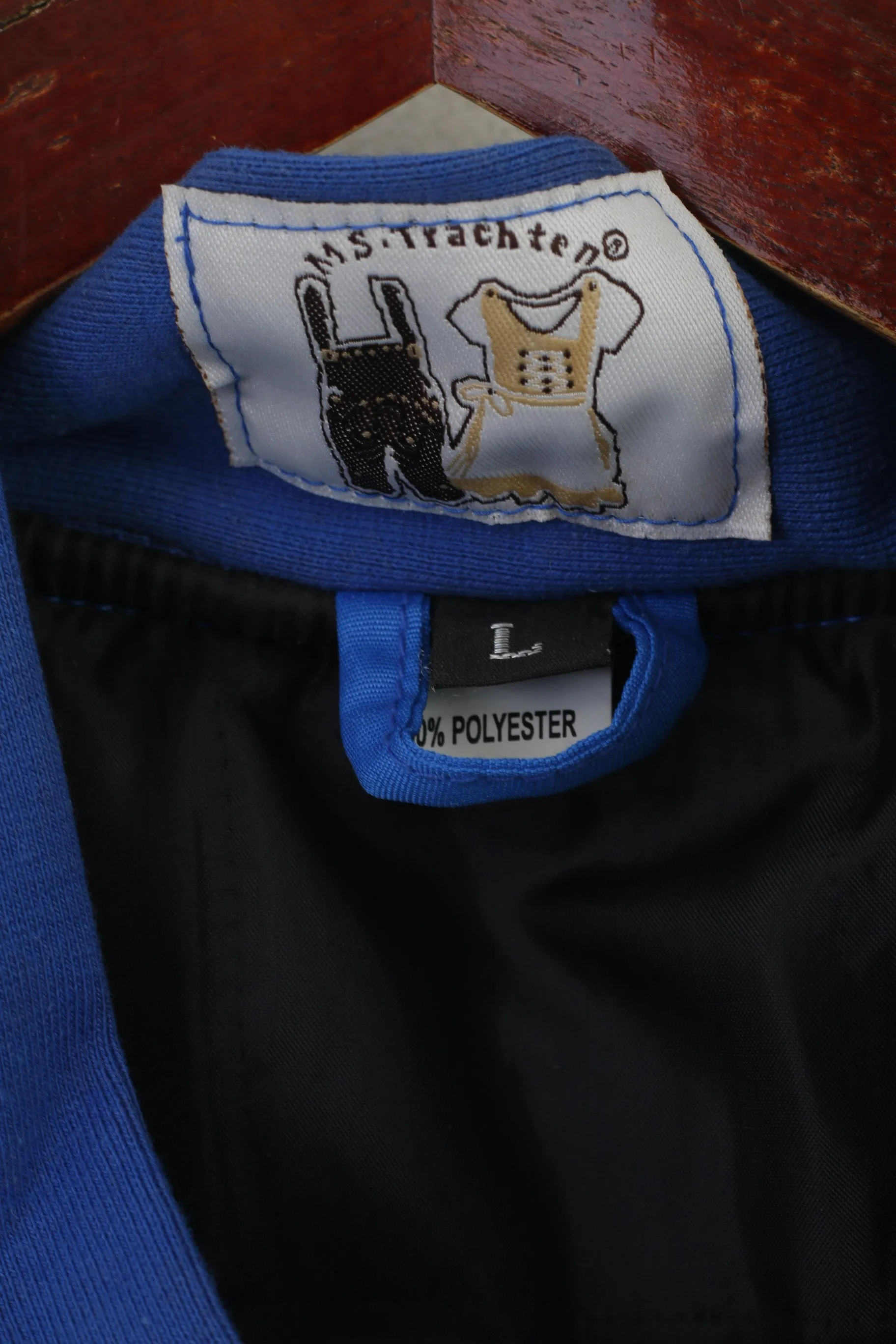 MS Trachten Men L Bomber Jacket Blue Padded Full Zip Vintage Thick Top