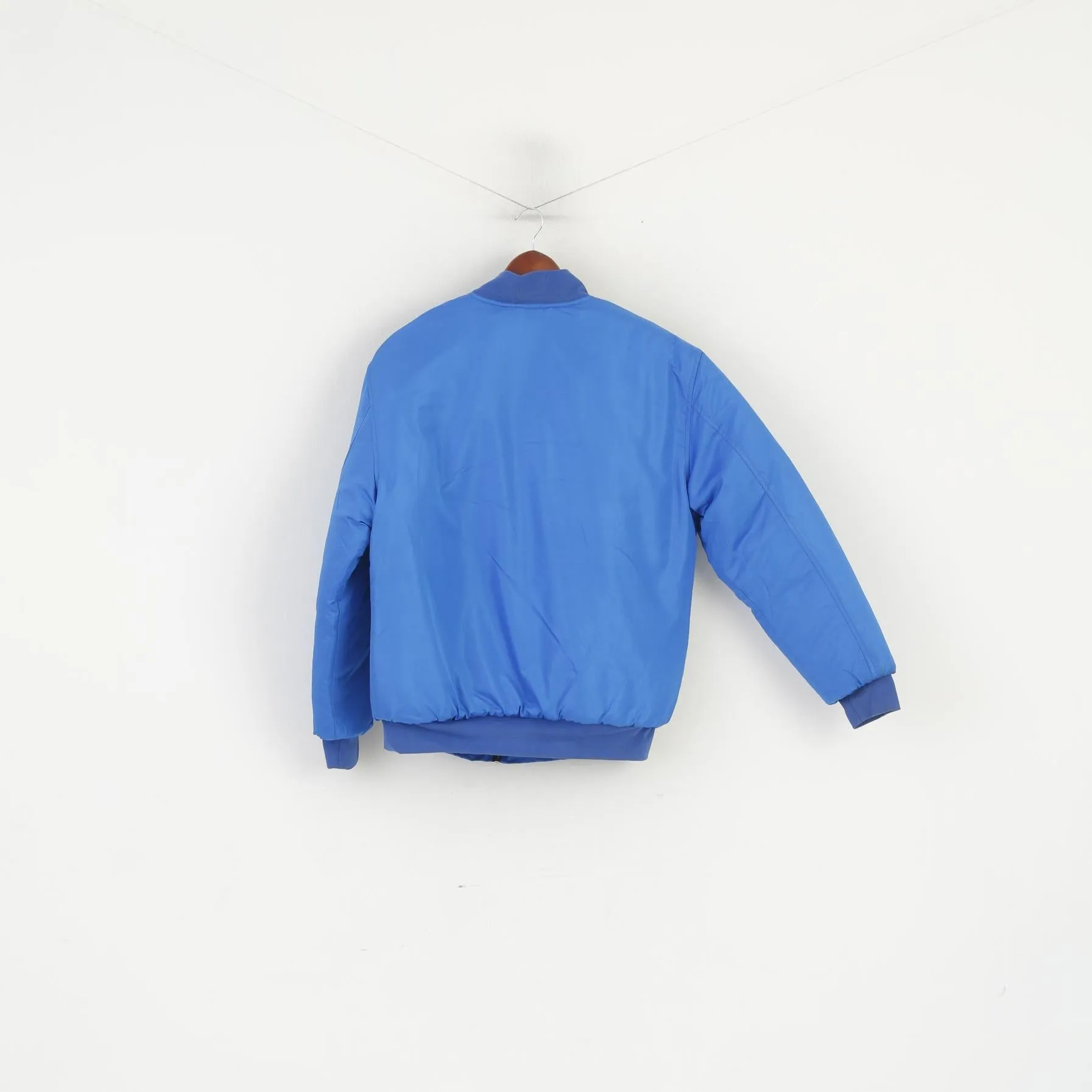 MS Trachten Men L Bomber Jacket Blue Padded Full Zip Vintage Thick Top