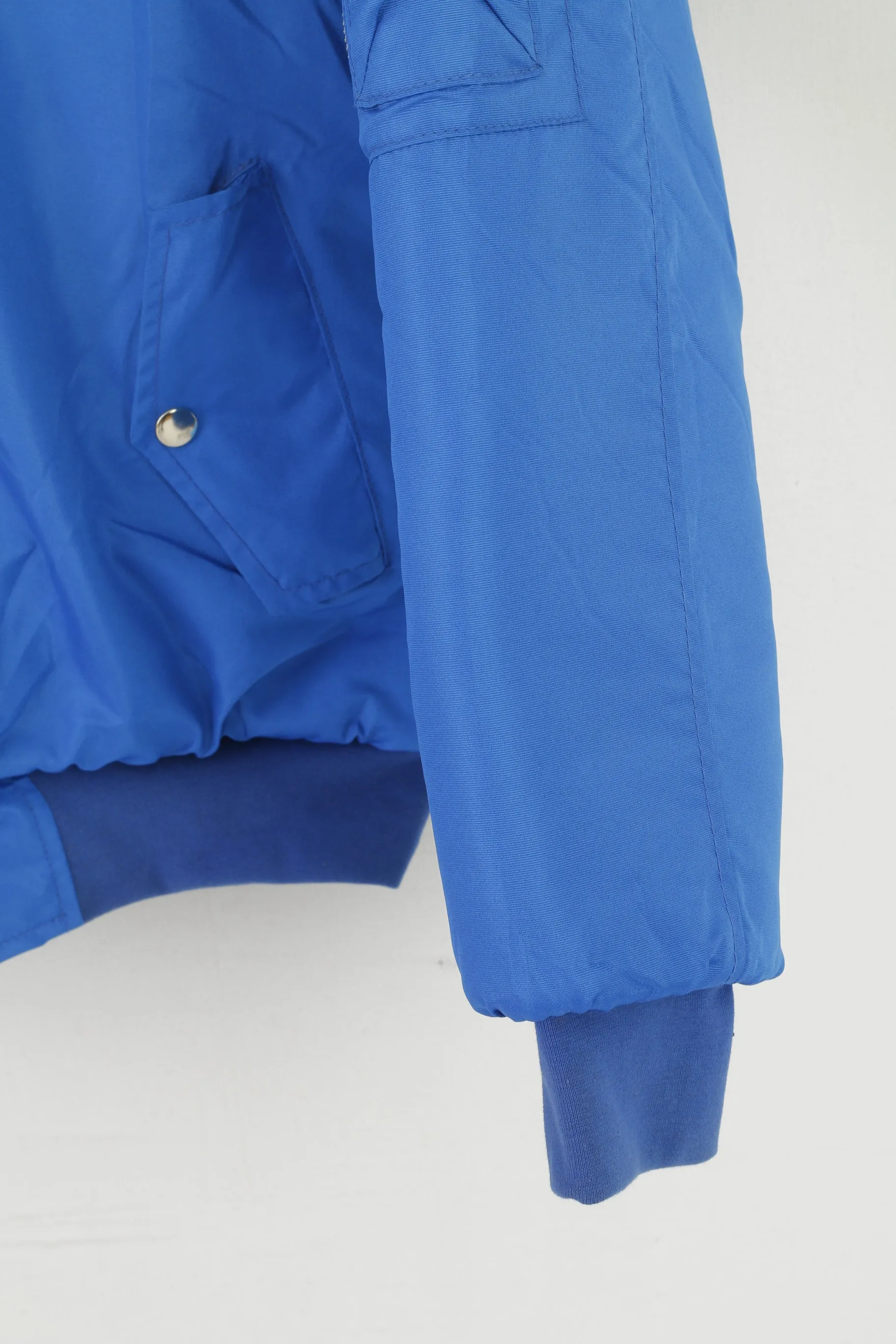 MS Trachten Men L Bomber Jacket Blue Padded Full Zip Vintage Thick Top