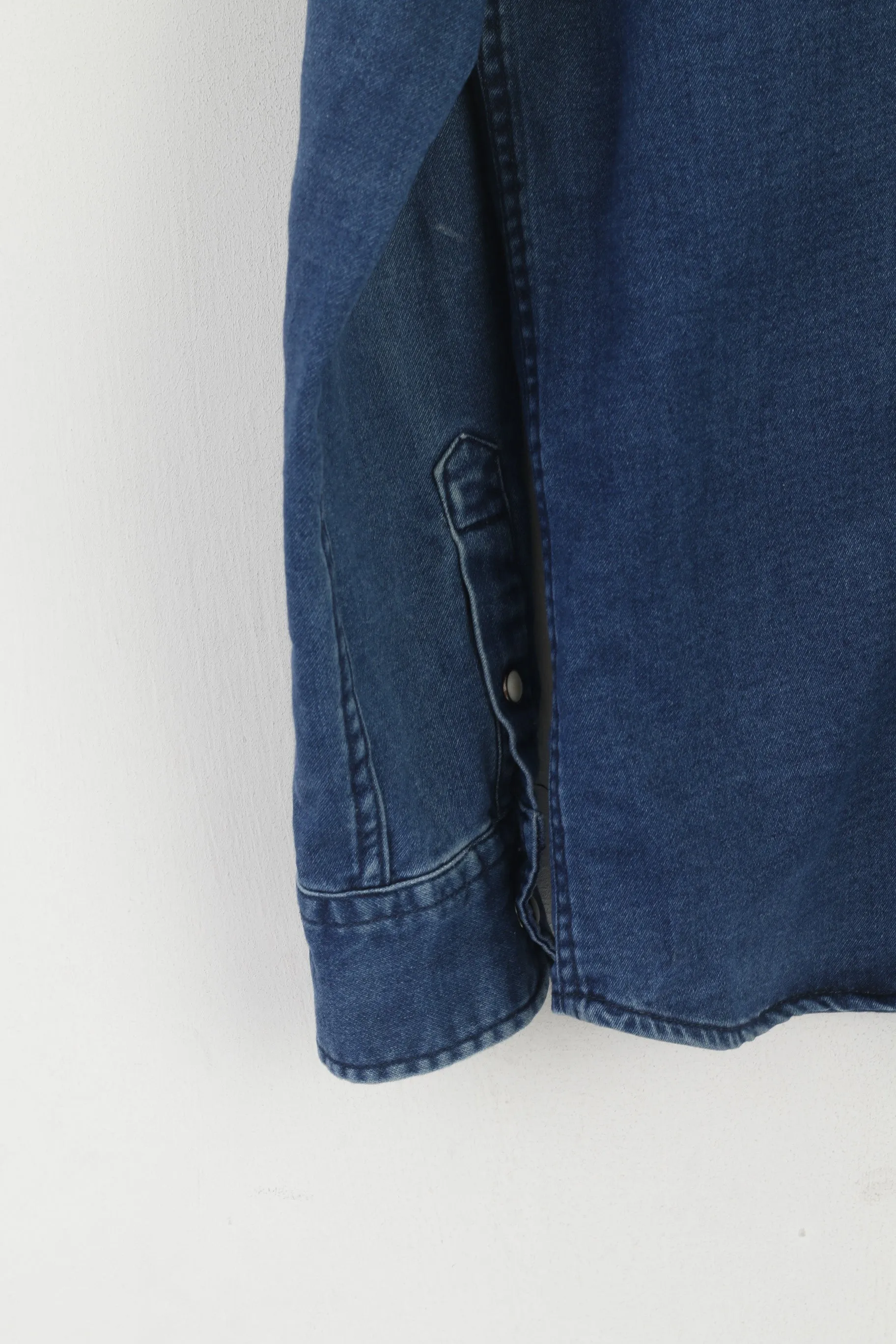 Mustang Men S Casual Shirt Blue Denim Slim Fit Stretch Long Sleeve Vintage Top