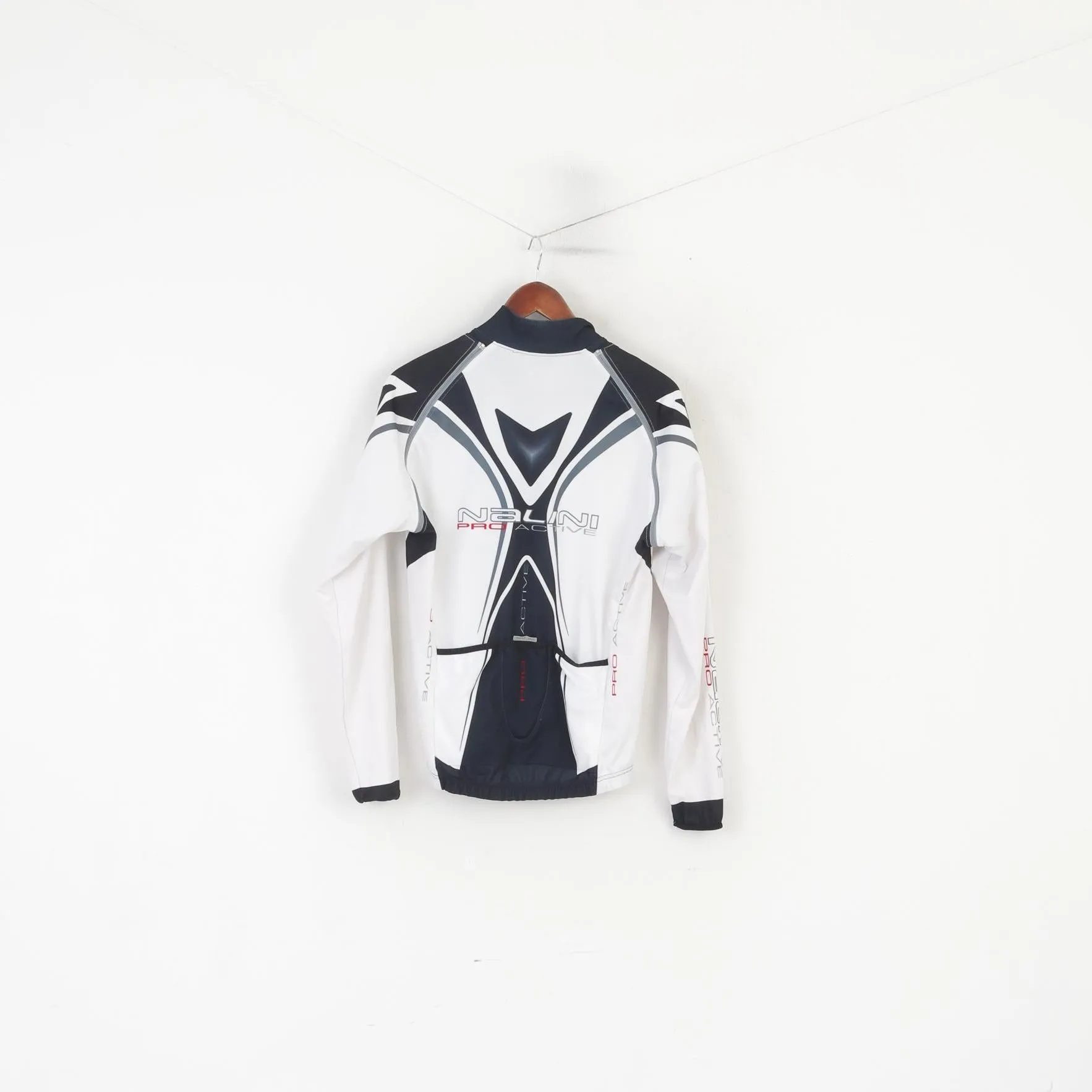 Nalini Men L Cycling Shirt White Removable Sleeve Italy Full Zip Bike Pro Wear