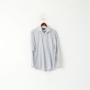 Nautica Men 34/35 16.5 XXL Casual Shirt Blue Striped Cotton Classic Fit Long Sleeve Top