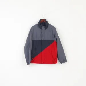 Nautica Men L Jacket Gray Sportswear Nylon Waterproof Windbreaker Hidden Hood Top