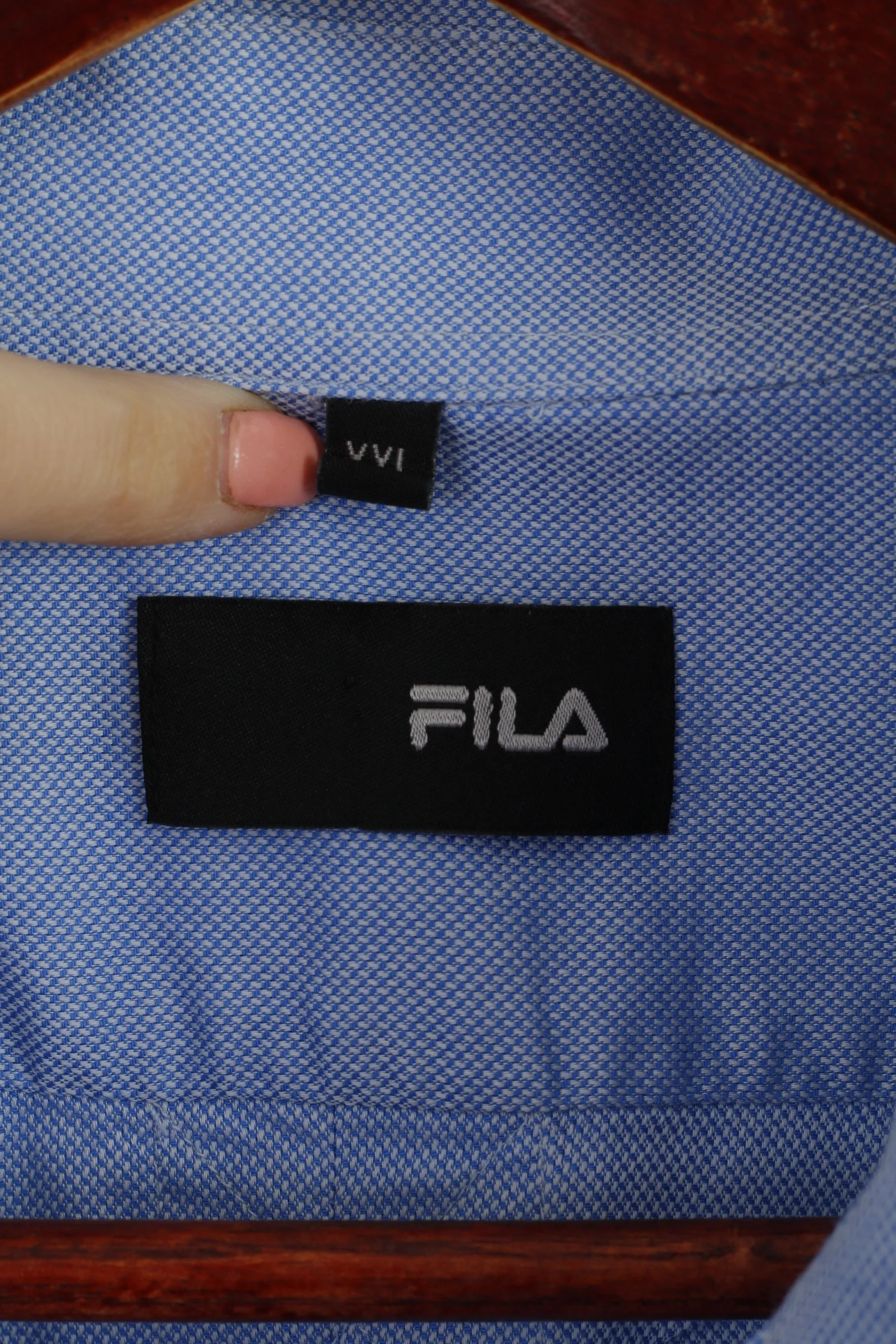 New FILA Men XXL Casual Shirt Blue Cotton Pinpoint Stellar Long Sleeve Classic Top