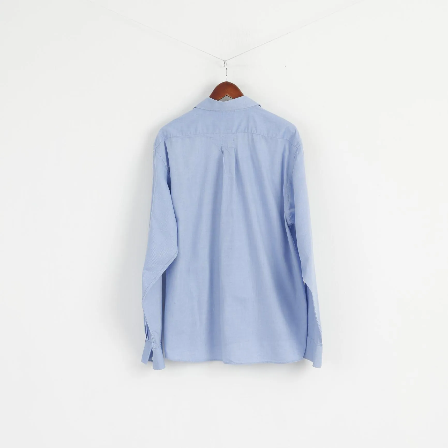 New FILA Men XXL Casual Shirt Blue Cotton Pinpoint Stellar Long Sleeve Classic Top