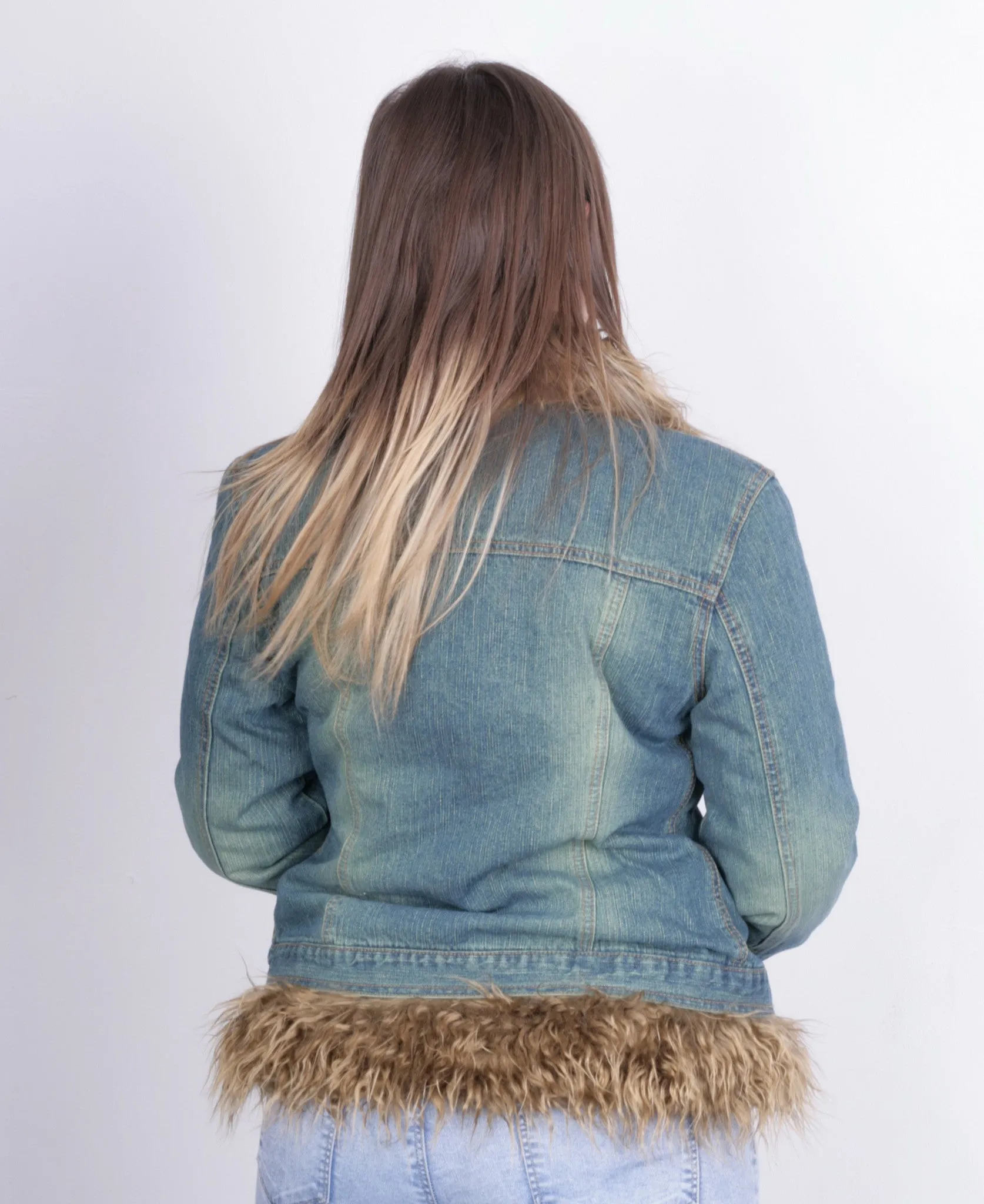 New Outline Women M Jacket Jeans Denim Fur Boho Vintage