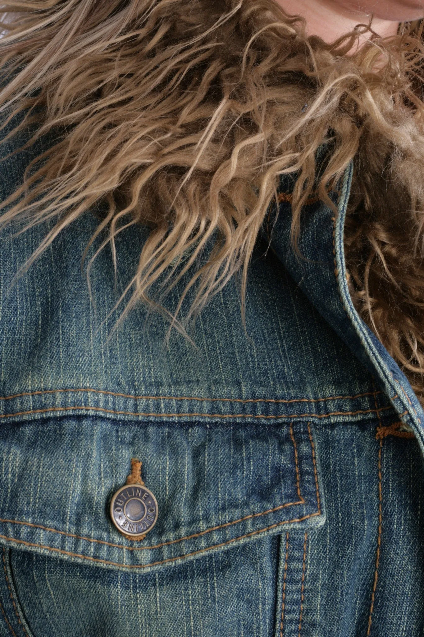 New Outline Women M Jacket Jeans Denim Fur Boho Vintage