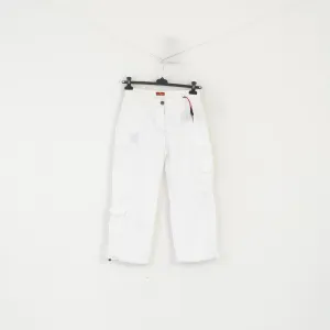 New Pierre Cardin Women 38 M Capri Trousers White Cinfy Cotton Linen Cropped Pants